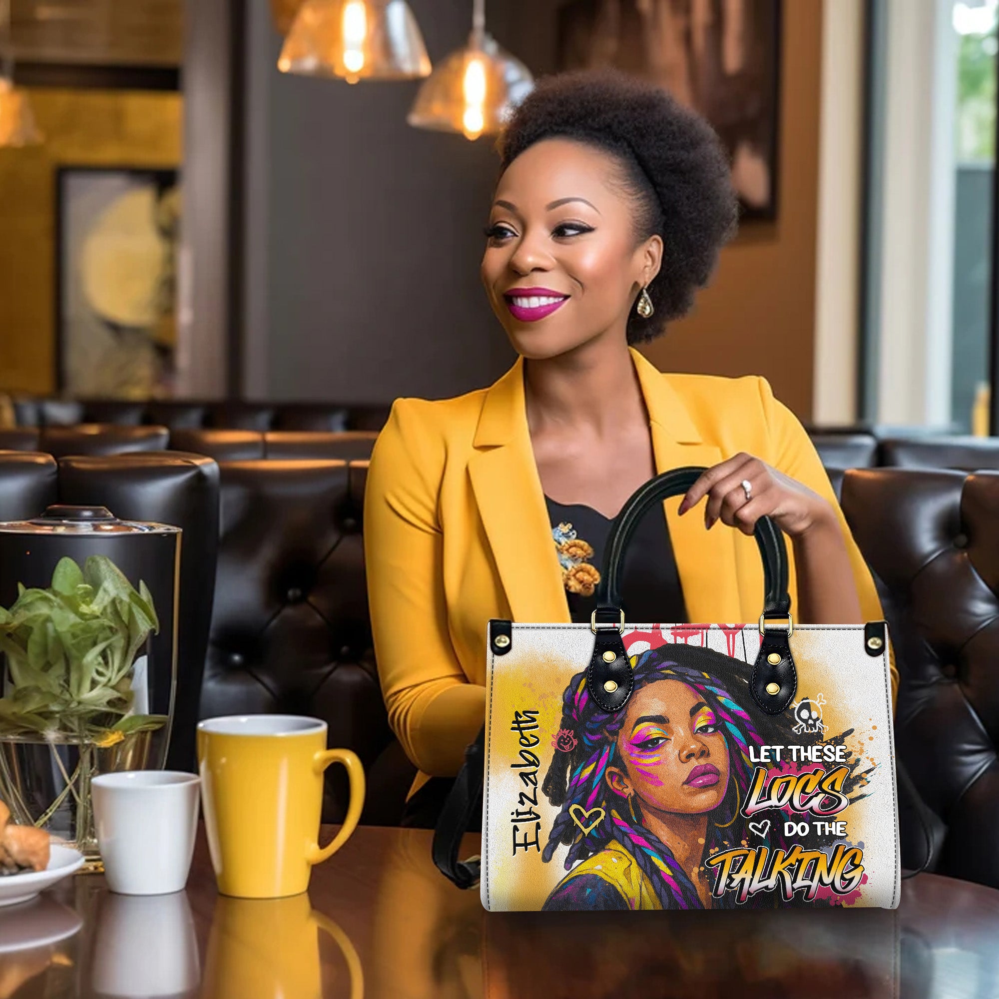 Let These Locs Do The Talking Urban Art Personalized Leather Handbag - Image 2