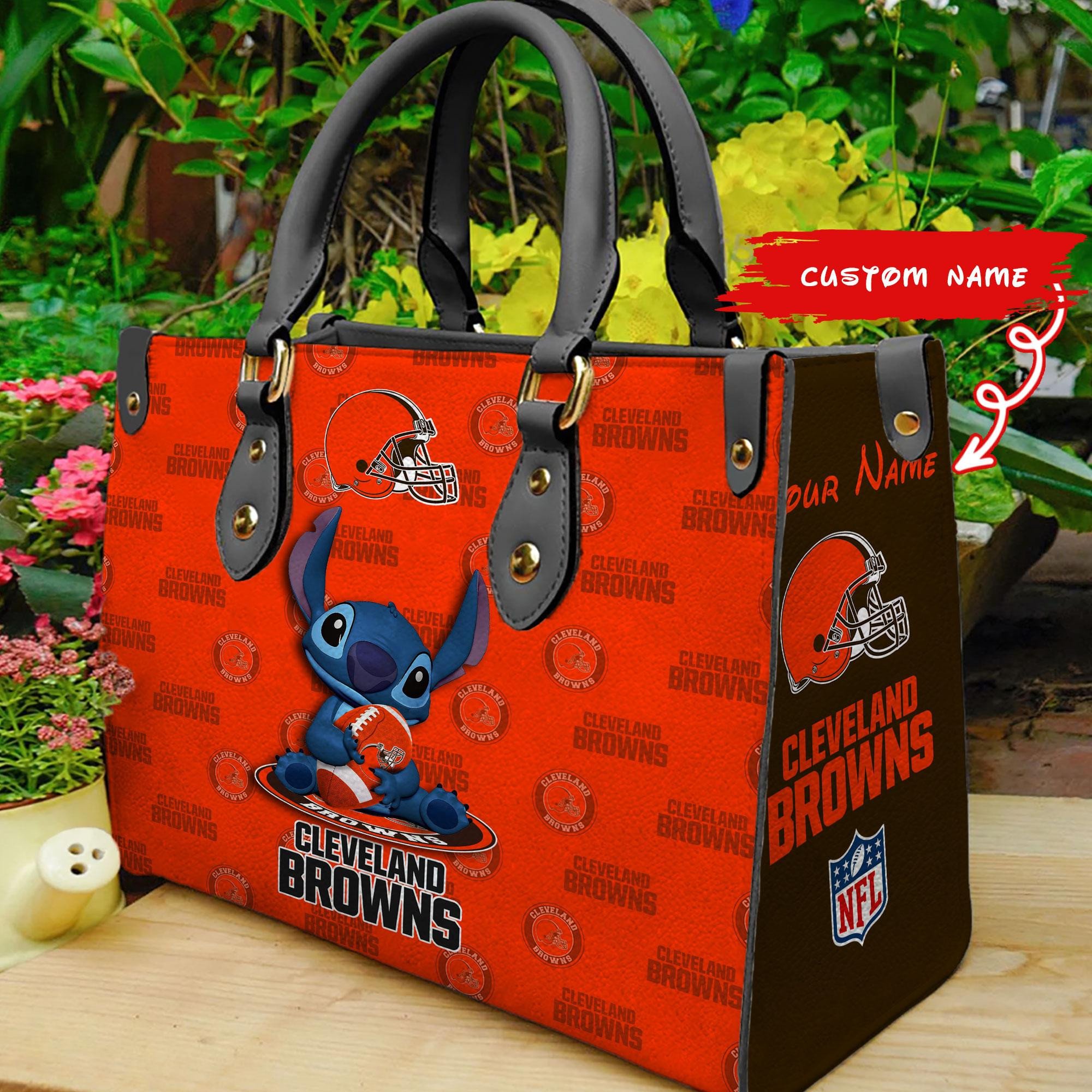 Cleveland Browns Stitch Women Custom Name Leather Hand Bag - Image 2