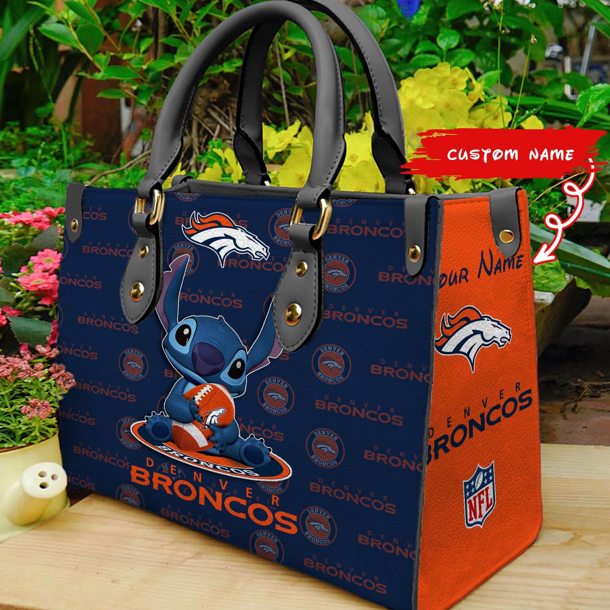 Denver Broncos Stitch Women Custom Name Leather Hand Bag - Image 2