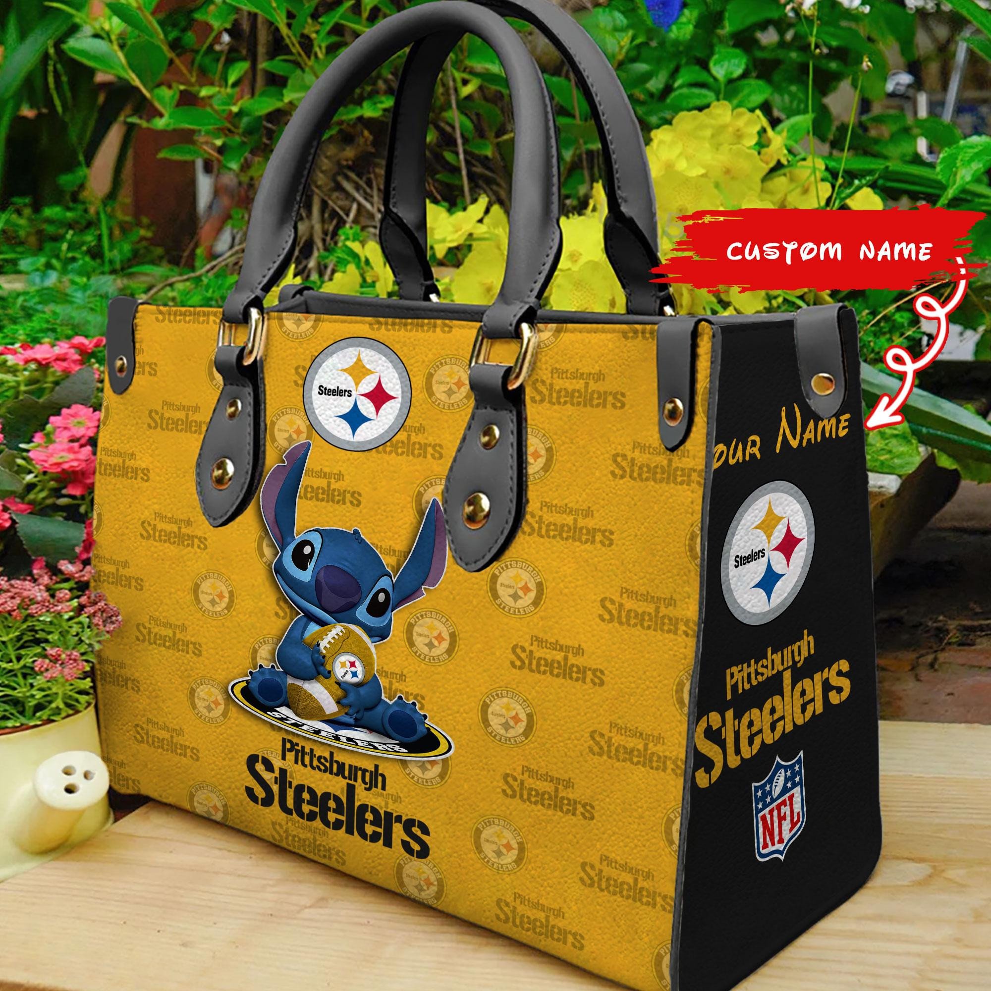 Pittsburgh Steelers Stitch Women Custom Name Leather Hand Bag - Image 2