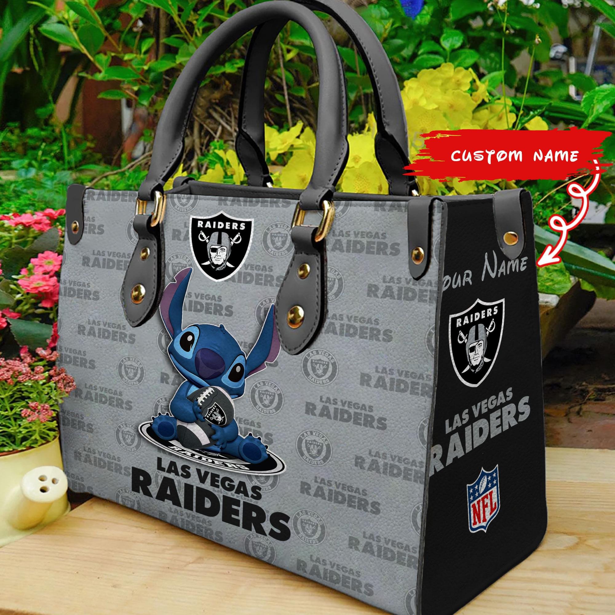 Las Vegas Raiders Stitch Women Custom Name Leather Hand Bag - Image 2