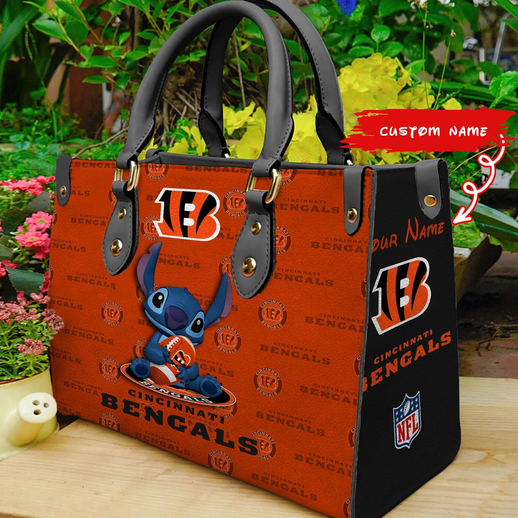 Cincinnati Bengals Stitch Women Custom Name Leather Hand Bag - Image 2