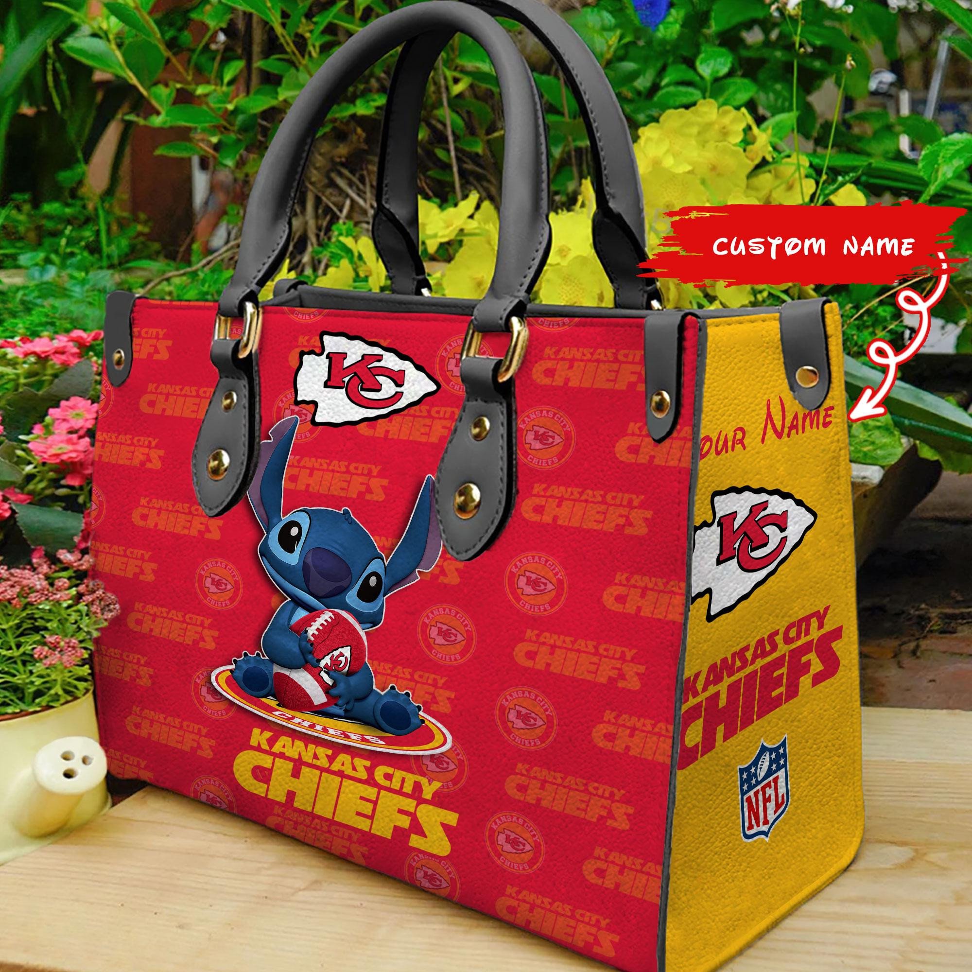 Kansas City Chiefs Stitch Women Custom Name Leather Hand Bag - Image 2