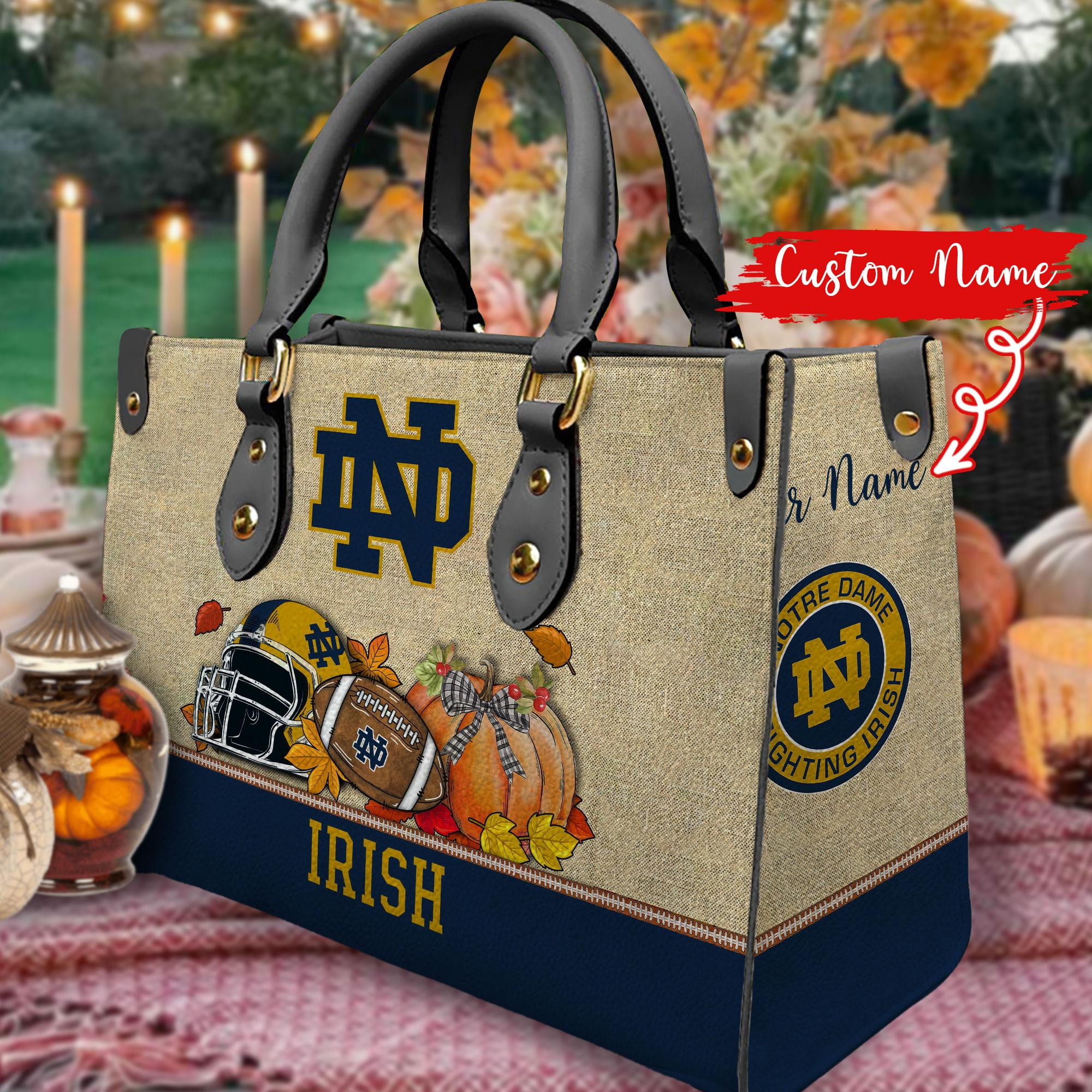 Notre Dame Fighting Irish Autumn Women Leather Hand Bag - Image 2
