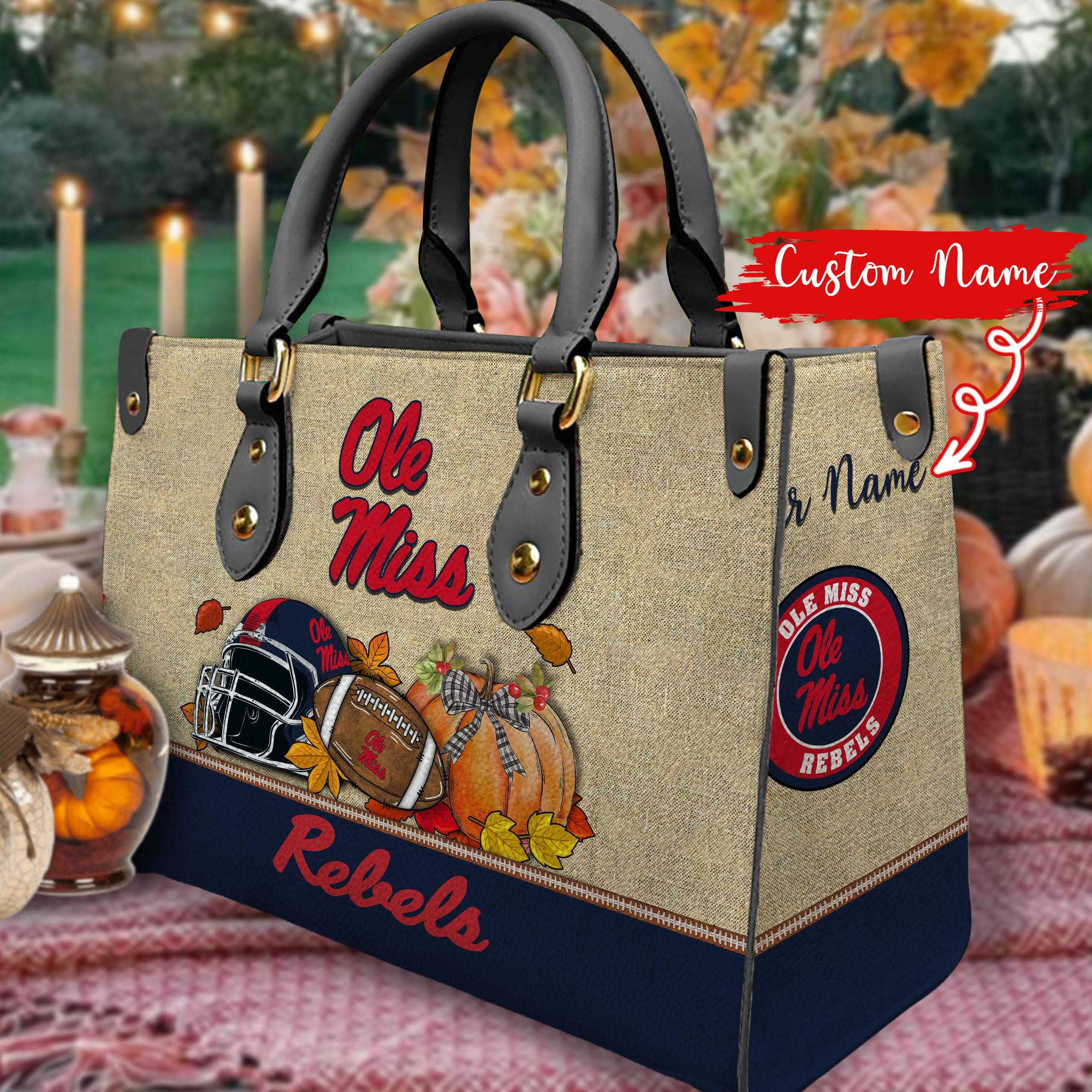 Ole Miss Rebels Autumn Women Leather Hand Bag - Image 2
