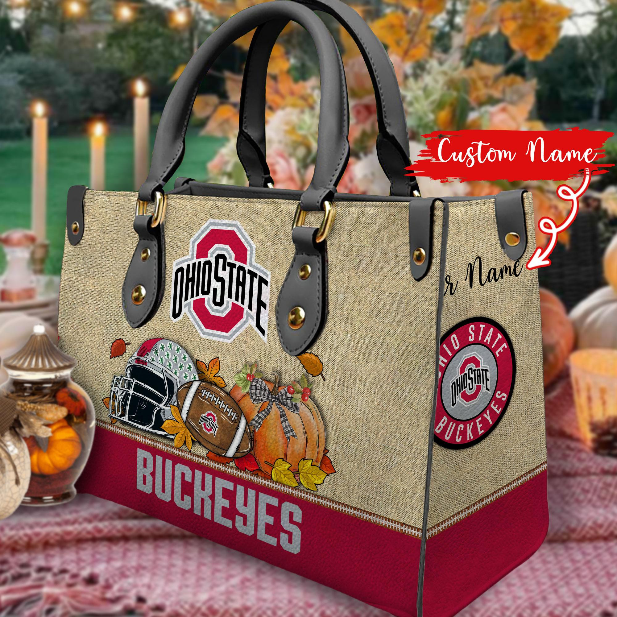Ohio State Buckeyes Autumn Women Leather Hand Bag - Image 2