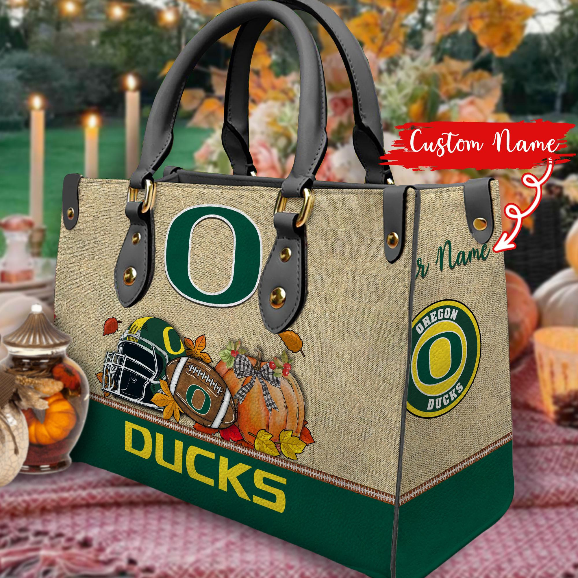 Oregon Ducks Autumn Women Leather Hand Bag - Image 2