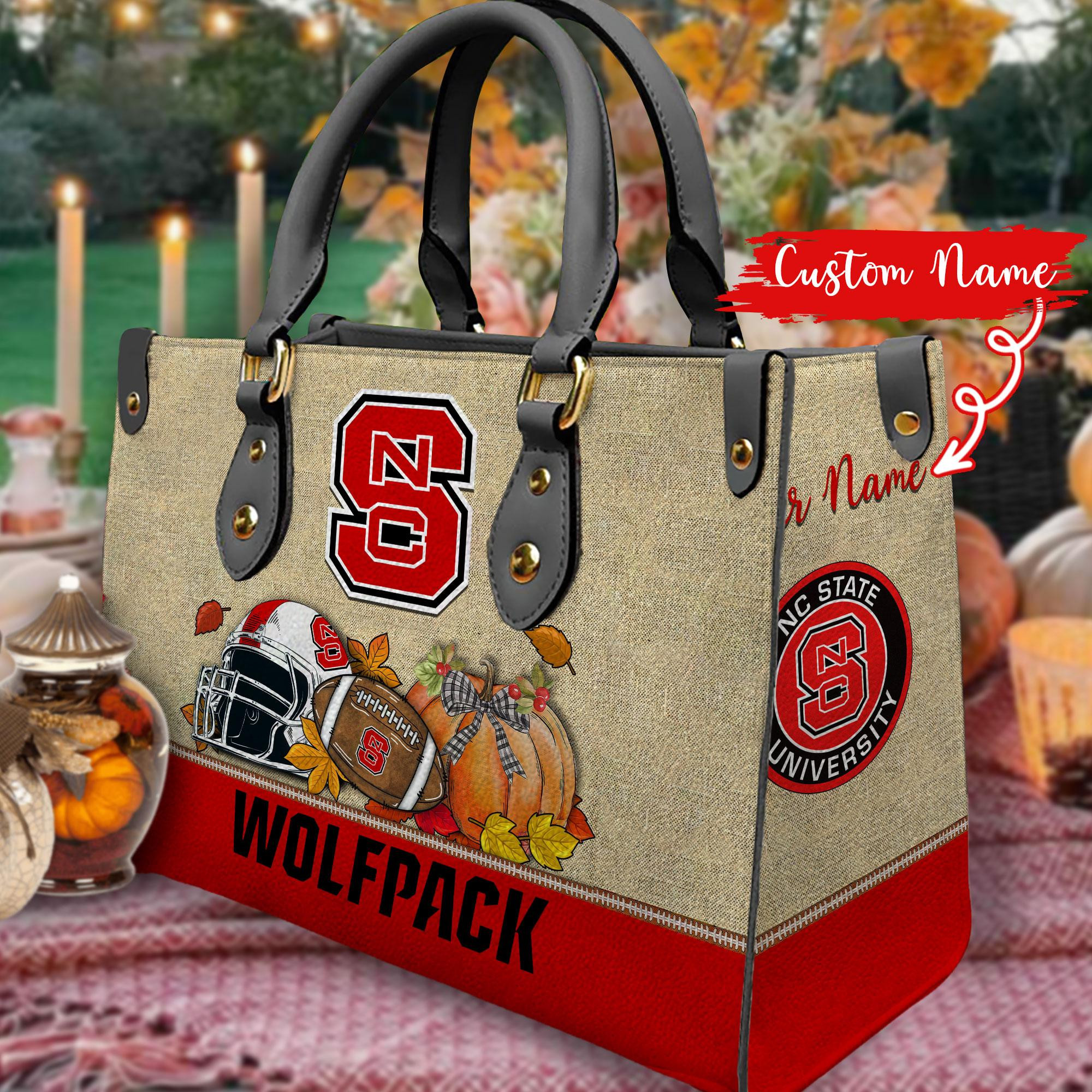 NC State Wolfpack Autumn Women Leather Hand Bag - Image 2