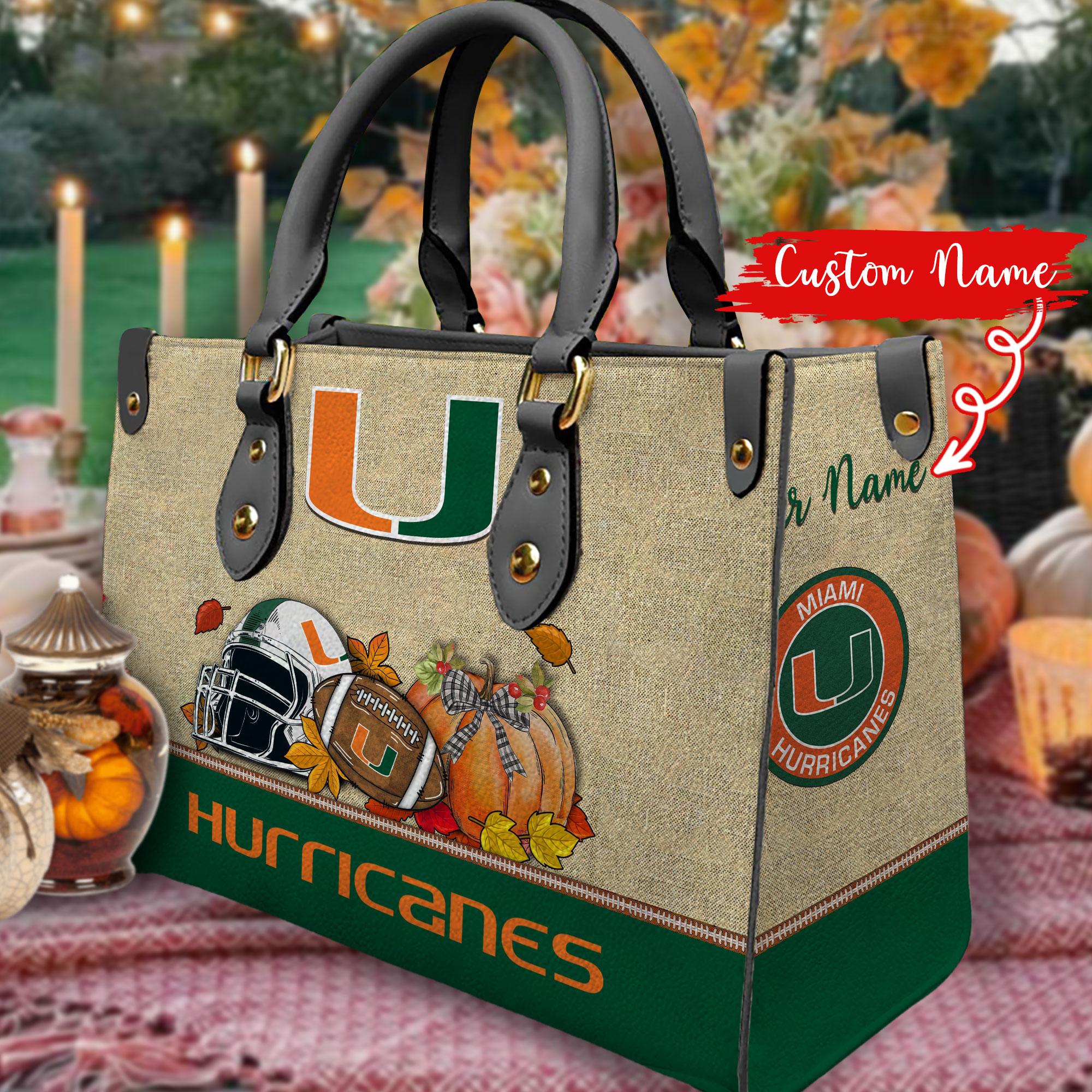 Miami Hurricanes Autumn Women Leather Hand Bag - Image 2