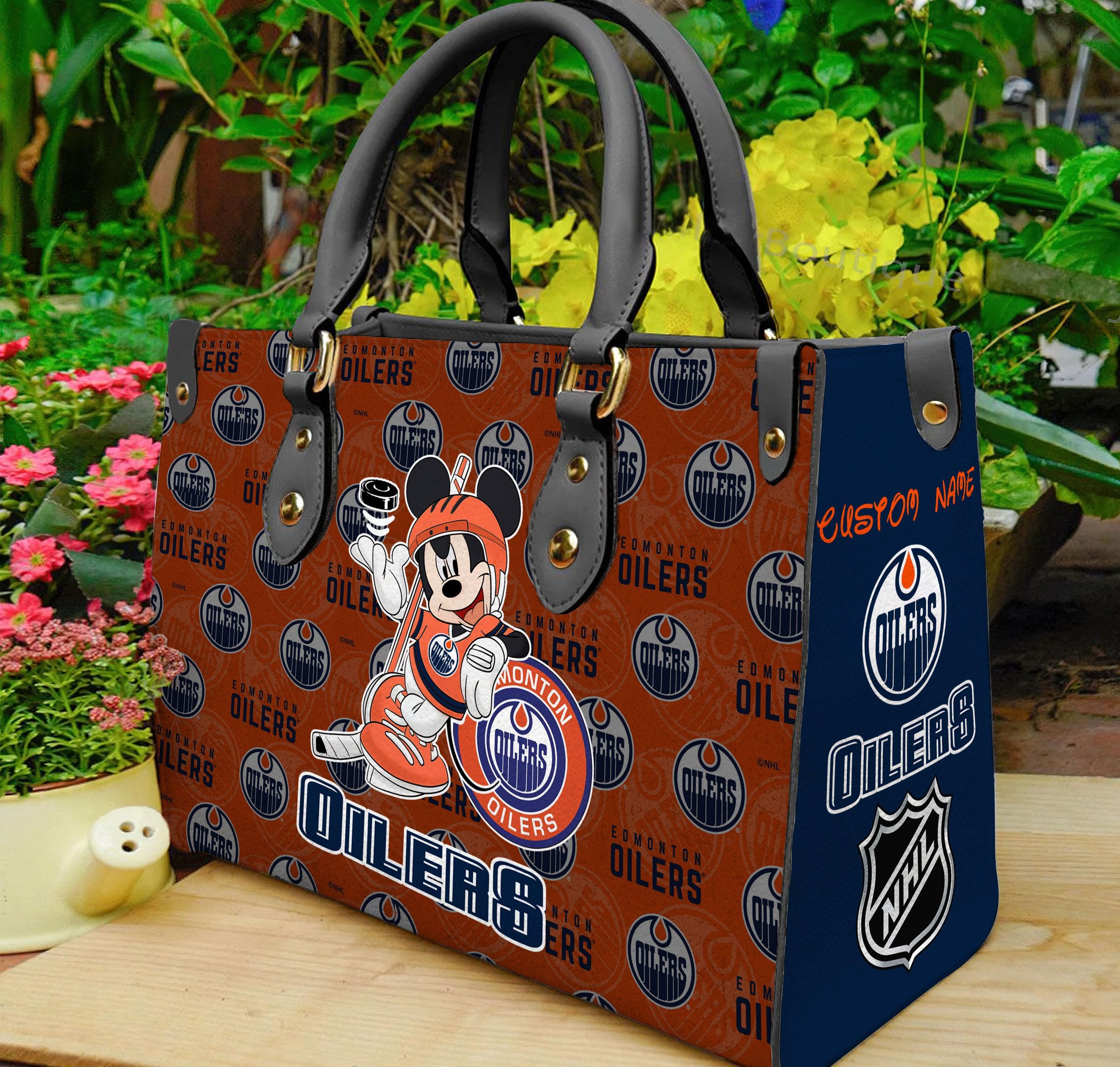 Edmonton Oilers Mickey Women Leather Hand Bag - Image 2