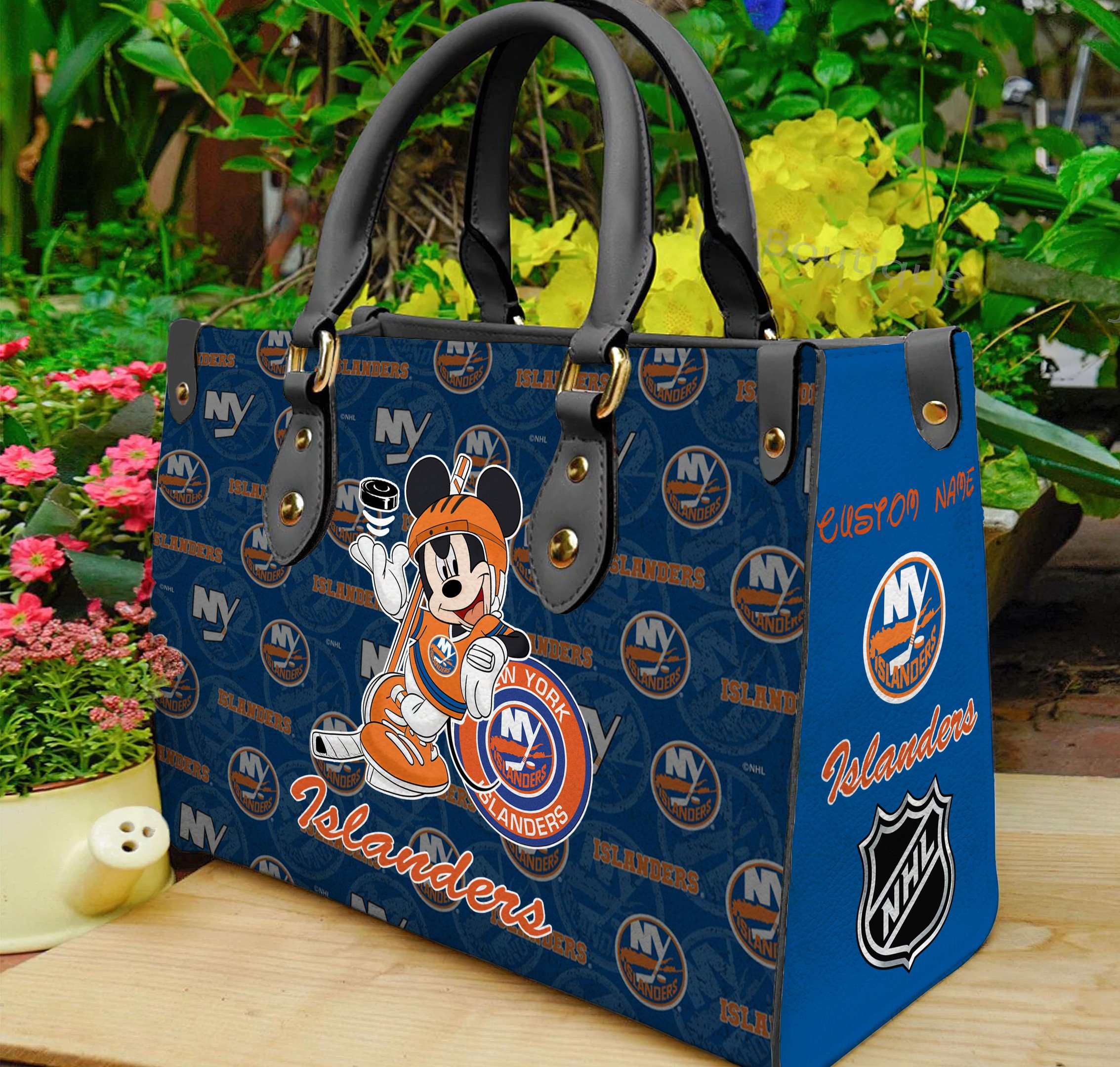 New York Islanders Mickey Women Leather Hand Bag - Image 2