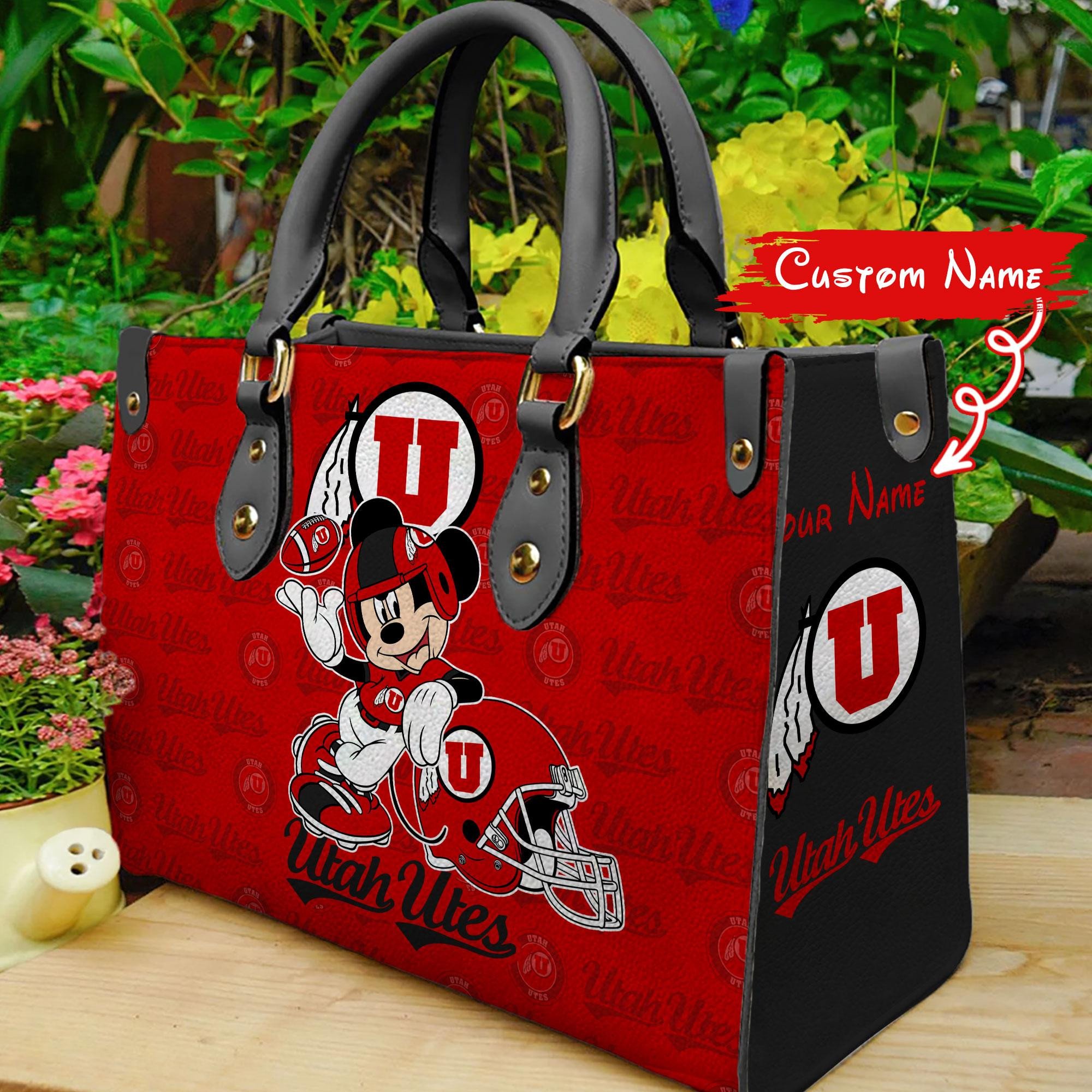 P Utah Utes Mickey Women Leather Hand Bag - Image 2