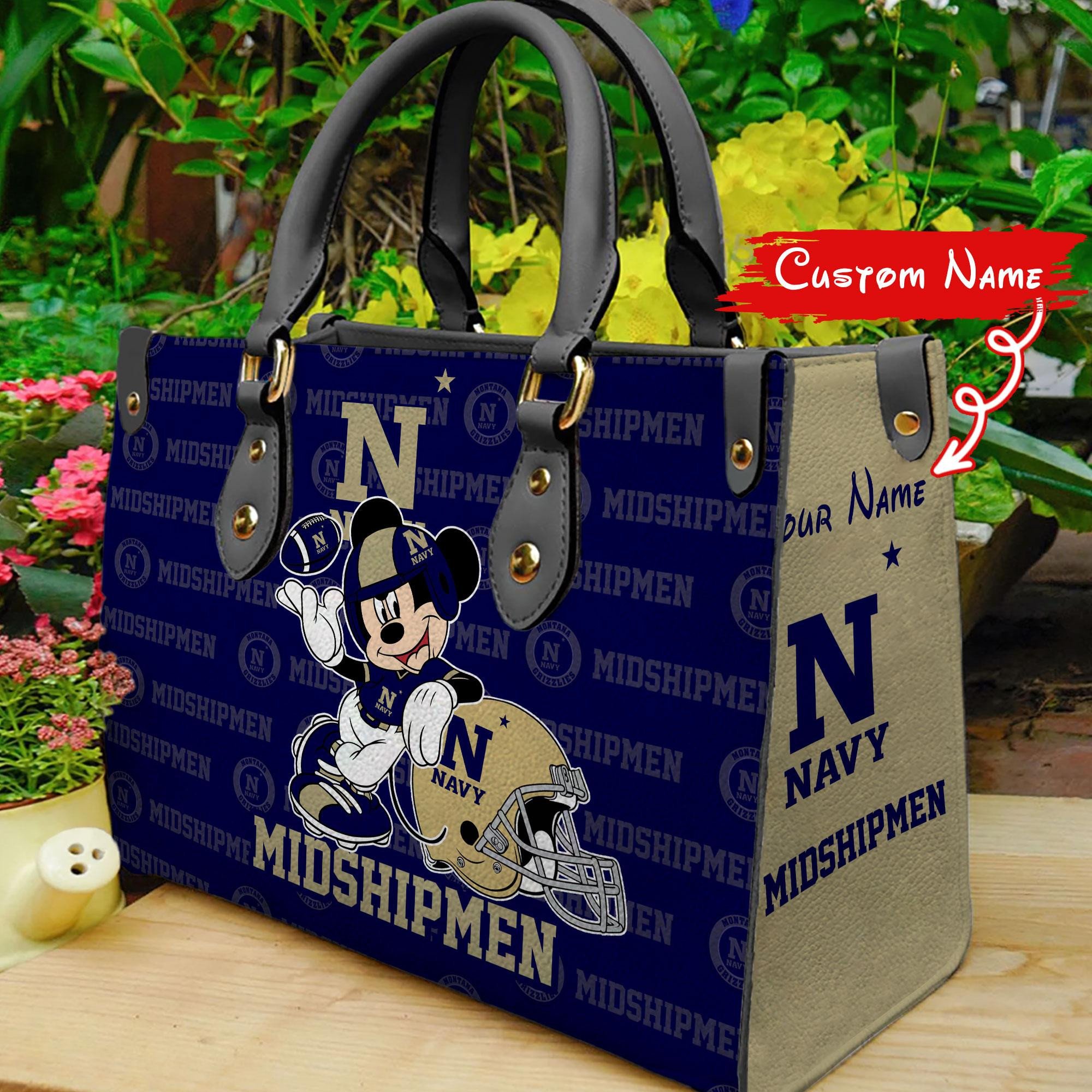 P Navy Midshipmen Mickey Women Leather Hand Bag - Image 2