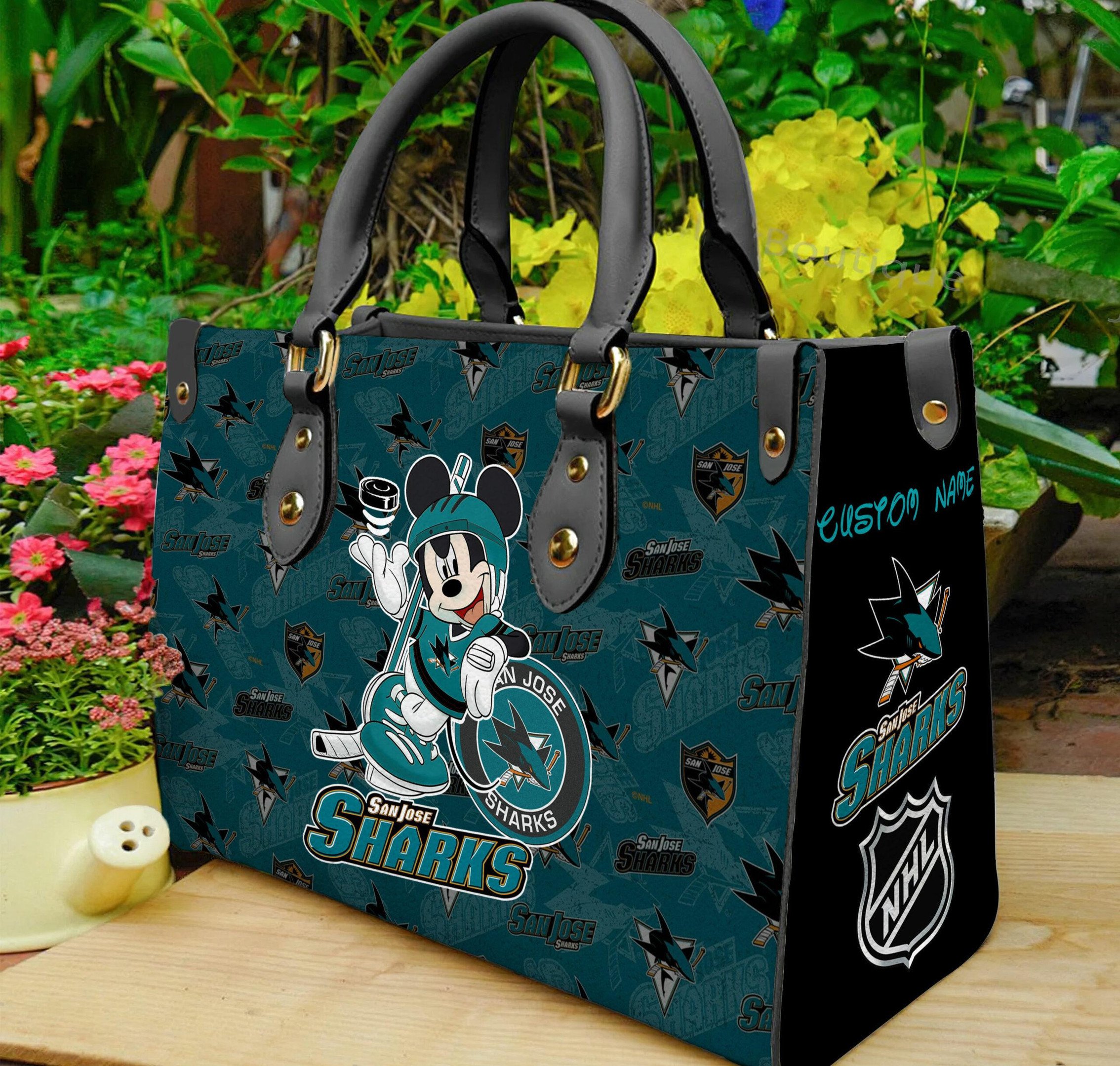 San Jose Sharks Mickey Women Leather Hand Bag - Image 2