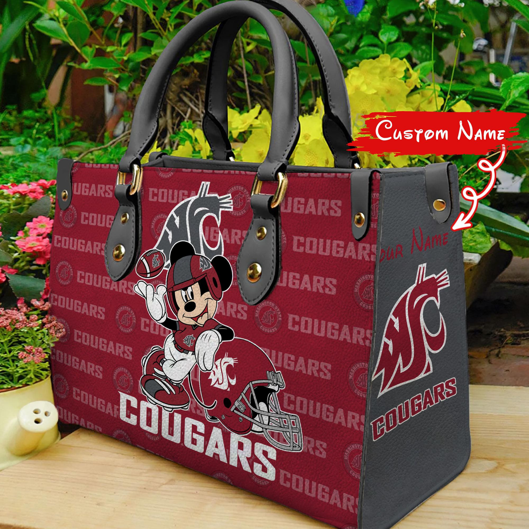 Washington State Cougars Mickey Women Leather Hand Bag - Image 2