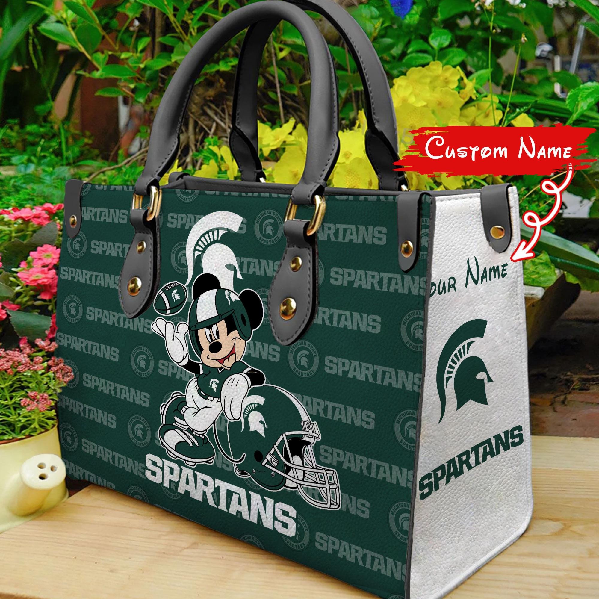 P Michigan State Spartans Mickey Women Leather Hand Bag - Image 2