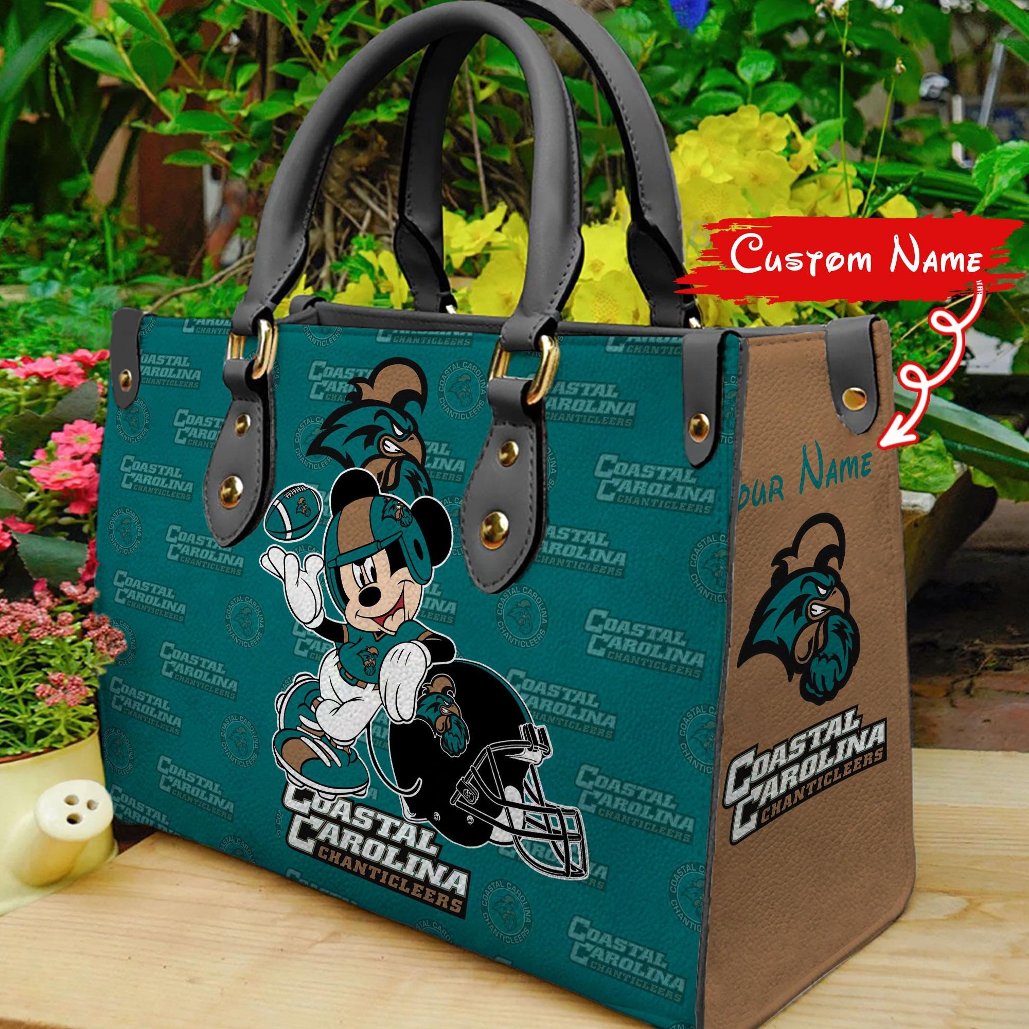 P Coastal Carolina Chanticleers Mickey Women Leather Hand Bag - Image 2