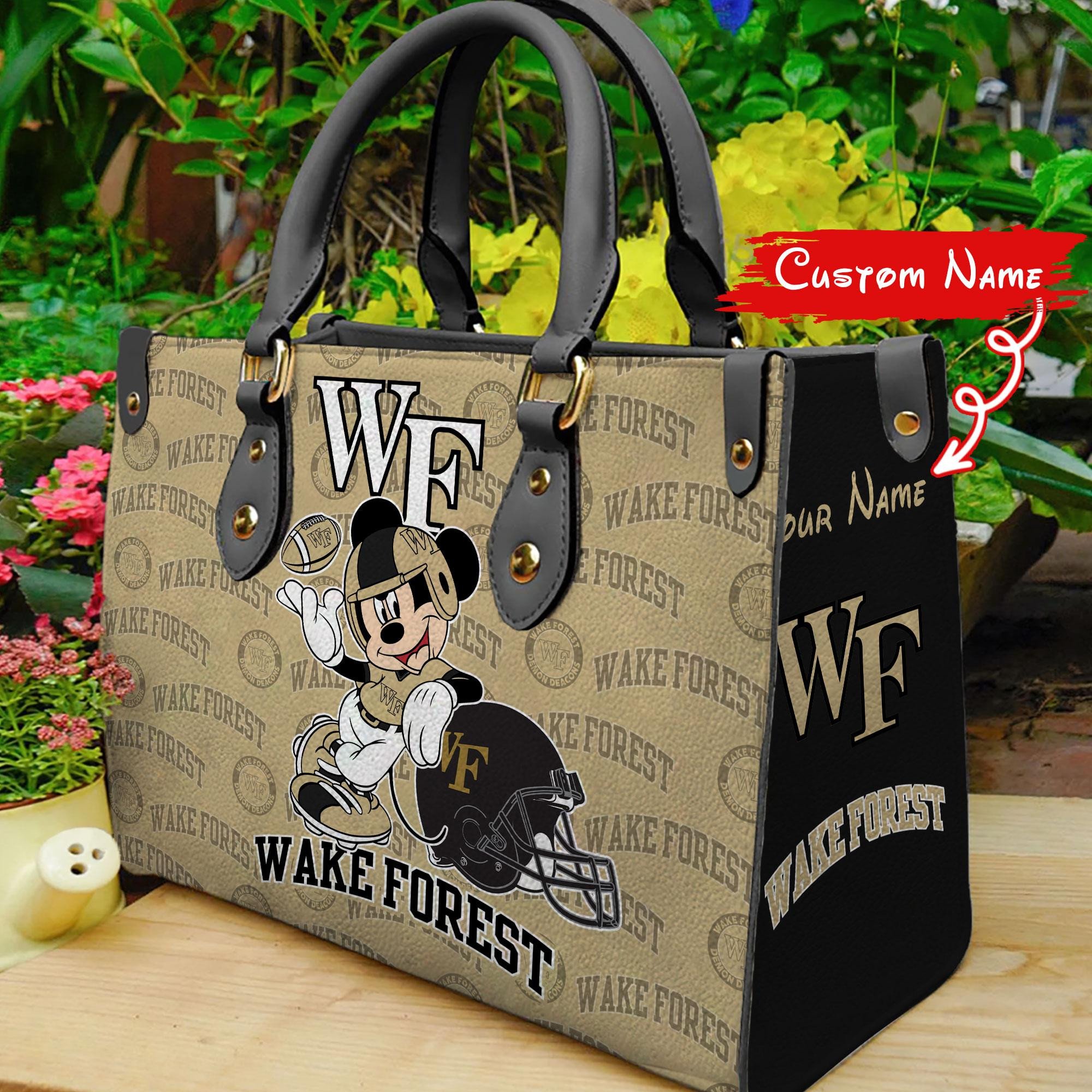 P Wake Forest Demon Deacons Mickey Women Leather Hand Bag - Image 2