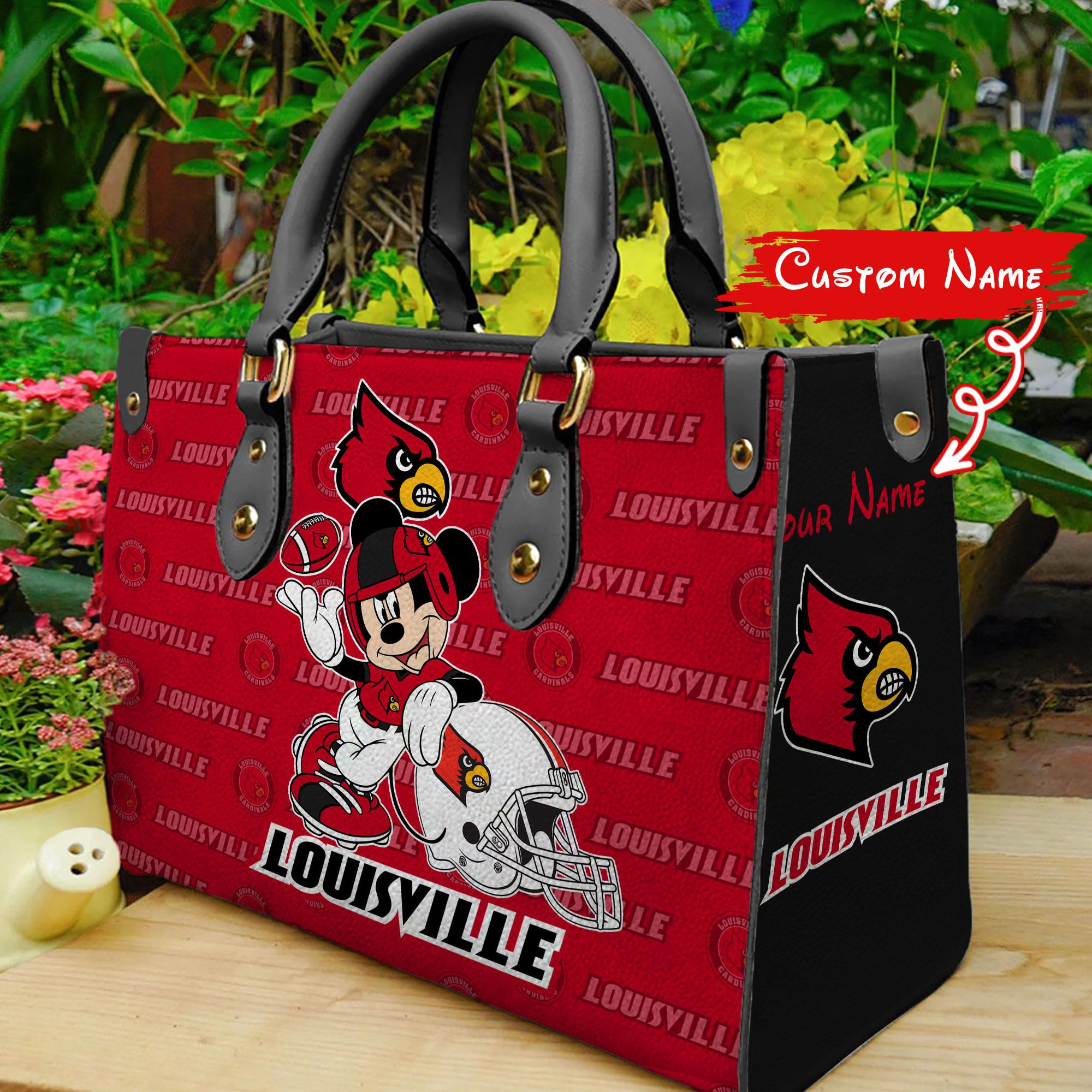 Louisville Cardinals Mickey Women Leather Hand Bag - Image 2