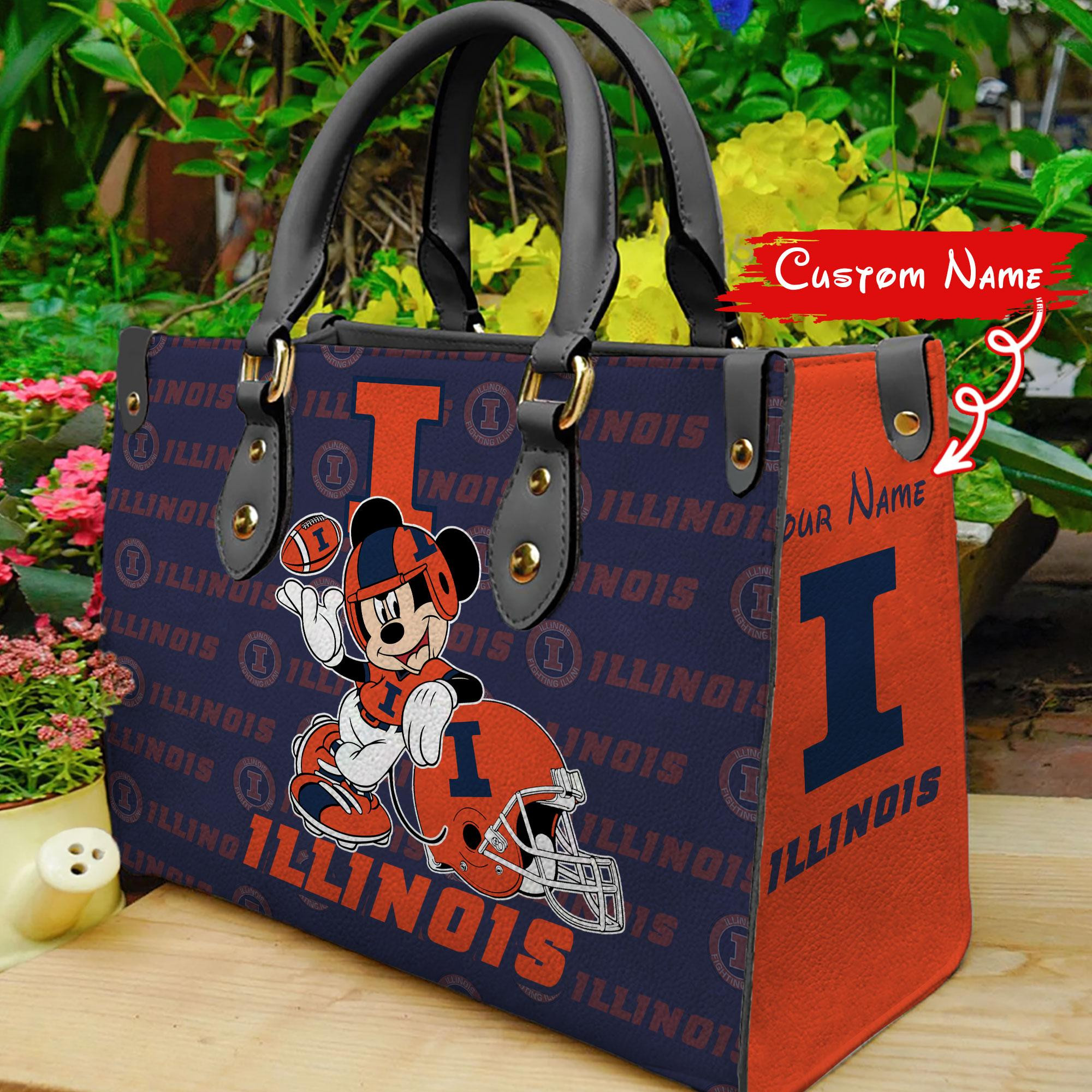 Illinois Fighting Illini Mickey Women Leather Hand Bag - Image 2