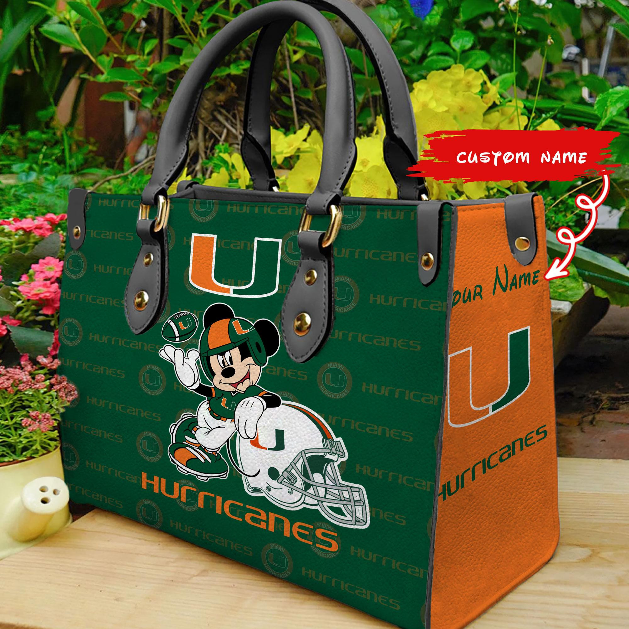 Miami Hurricanes Mickey Women Leather Hand Bag - Image 2