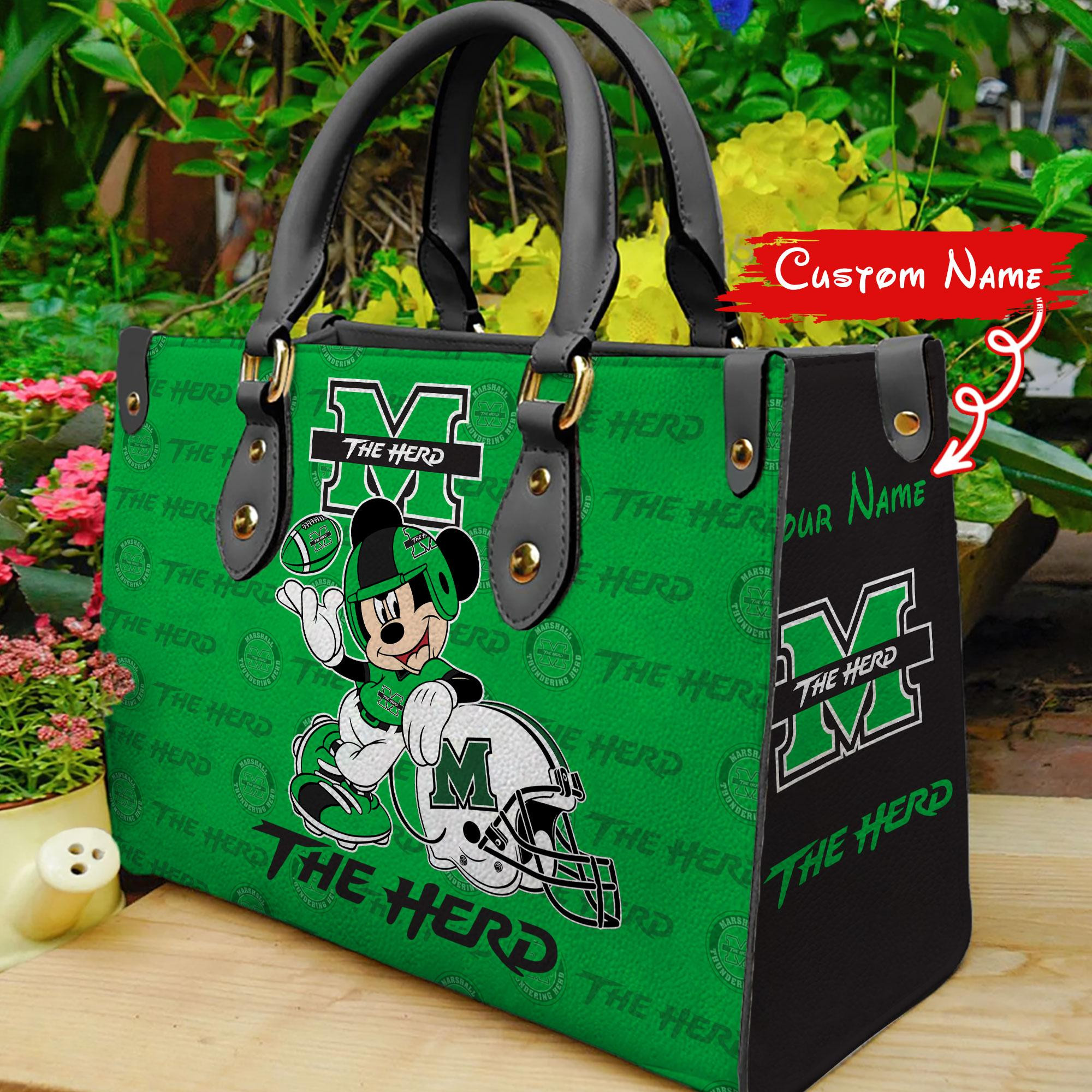 Marshall Thundering Herd Mickey Women Leather Hand Bag - Image 2