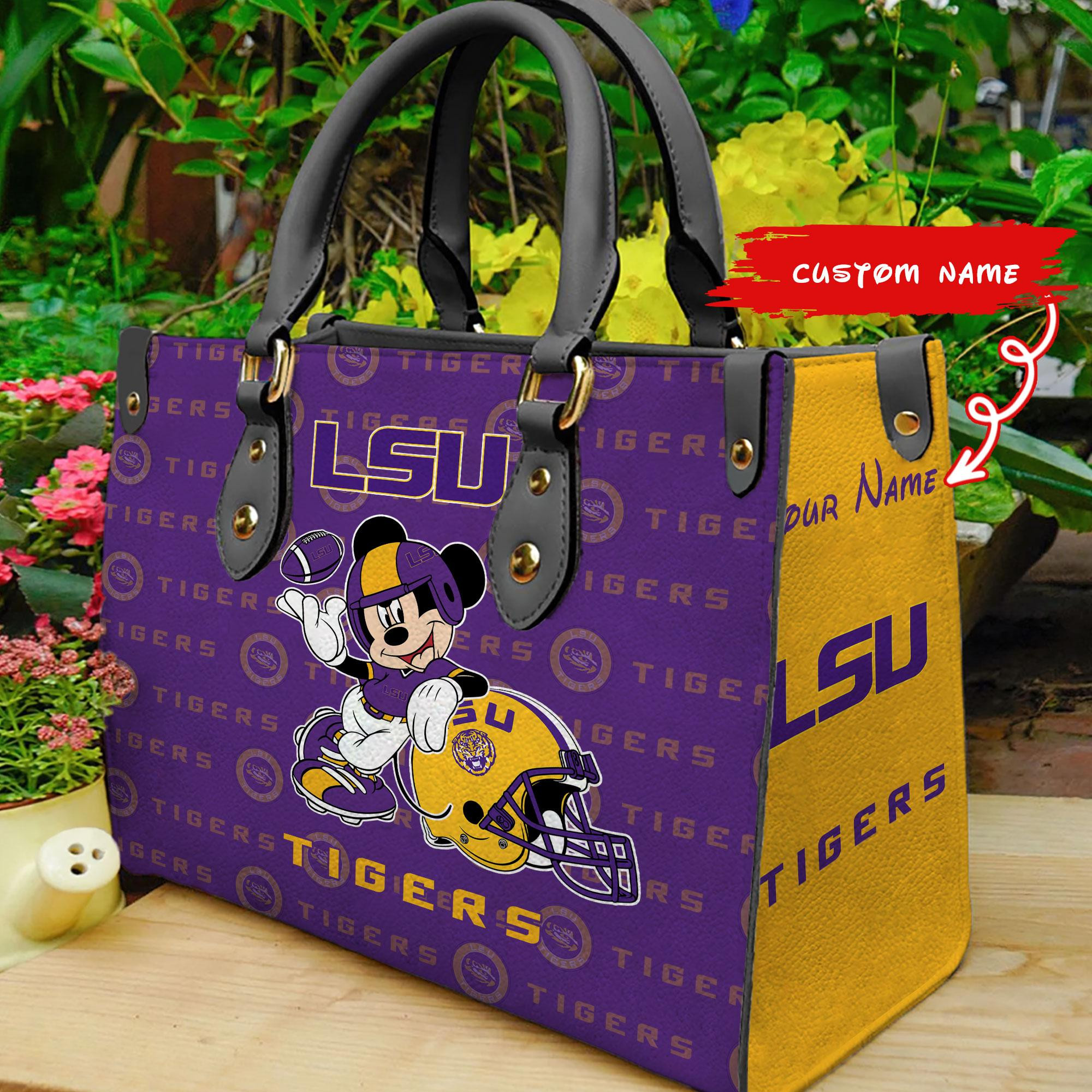 LSU Tigers Mickey Women Leather Hand Bag - Image 2