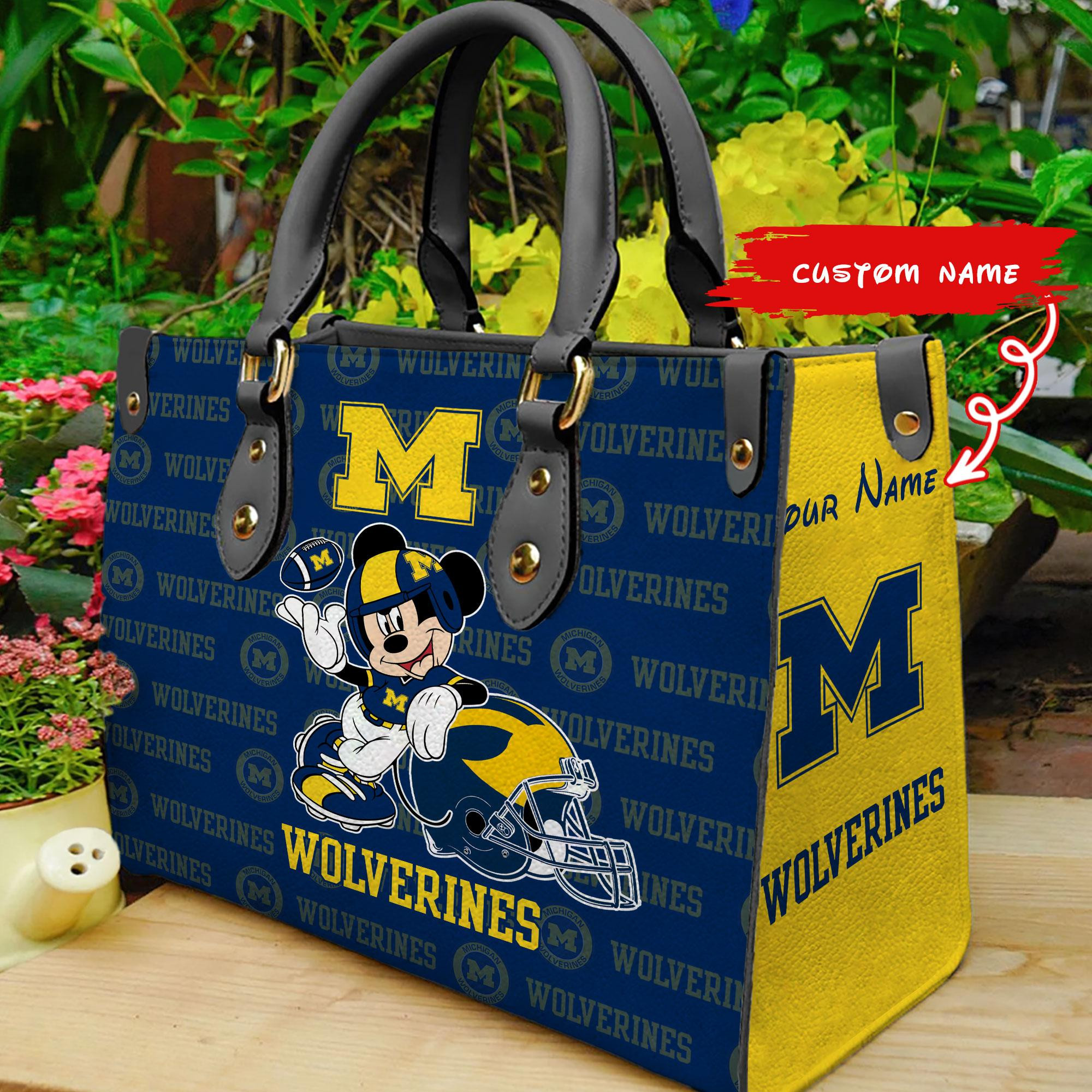 Michigan Wolverines Mickey Women Leather Hand Bag - Image 2