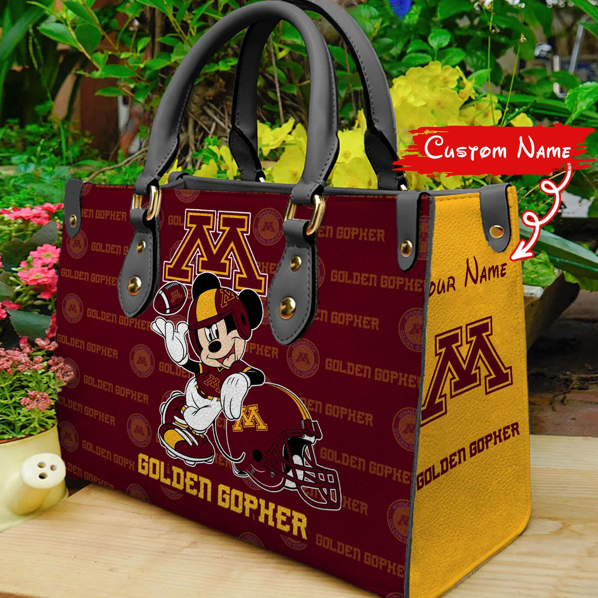 Minnesota Golden Gophers Mickey Women Leather Hand Bag - Image 2