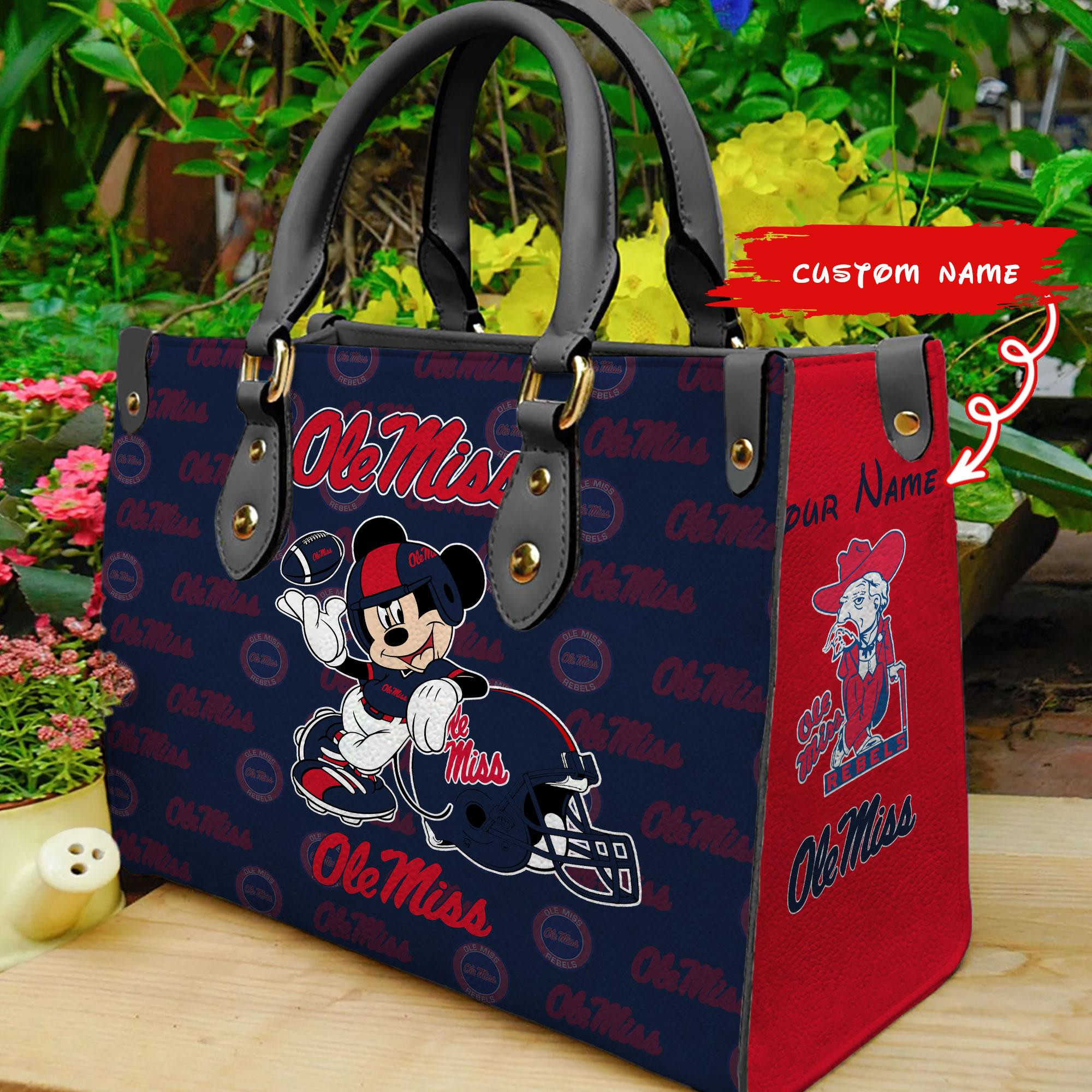 Ole Miss Rebels Mickey Women Leather Hand Bag - Image 2