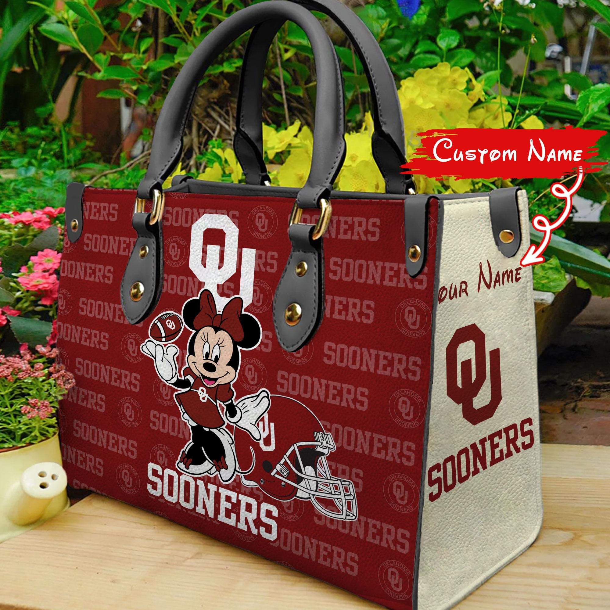 Oklahoma Sooners Minnie Women Leather Hand Bag - Image 2