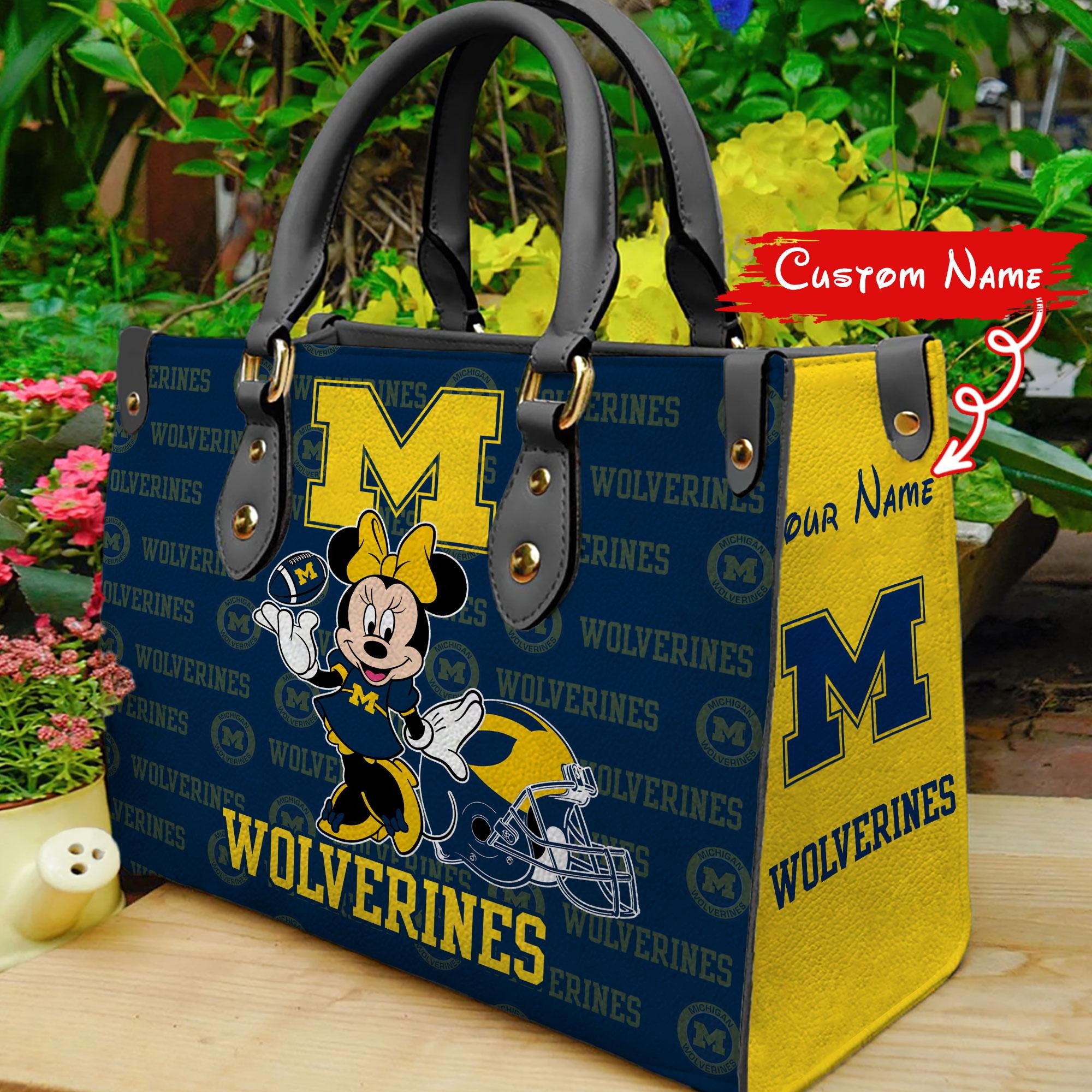 Michigan Wolverines Minnie Women Leather Hand Bag - Image 2