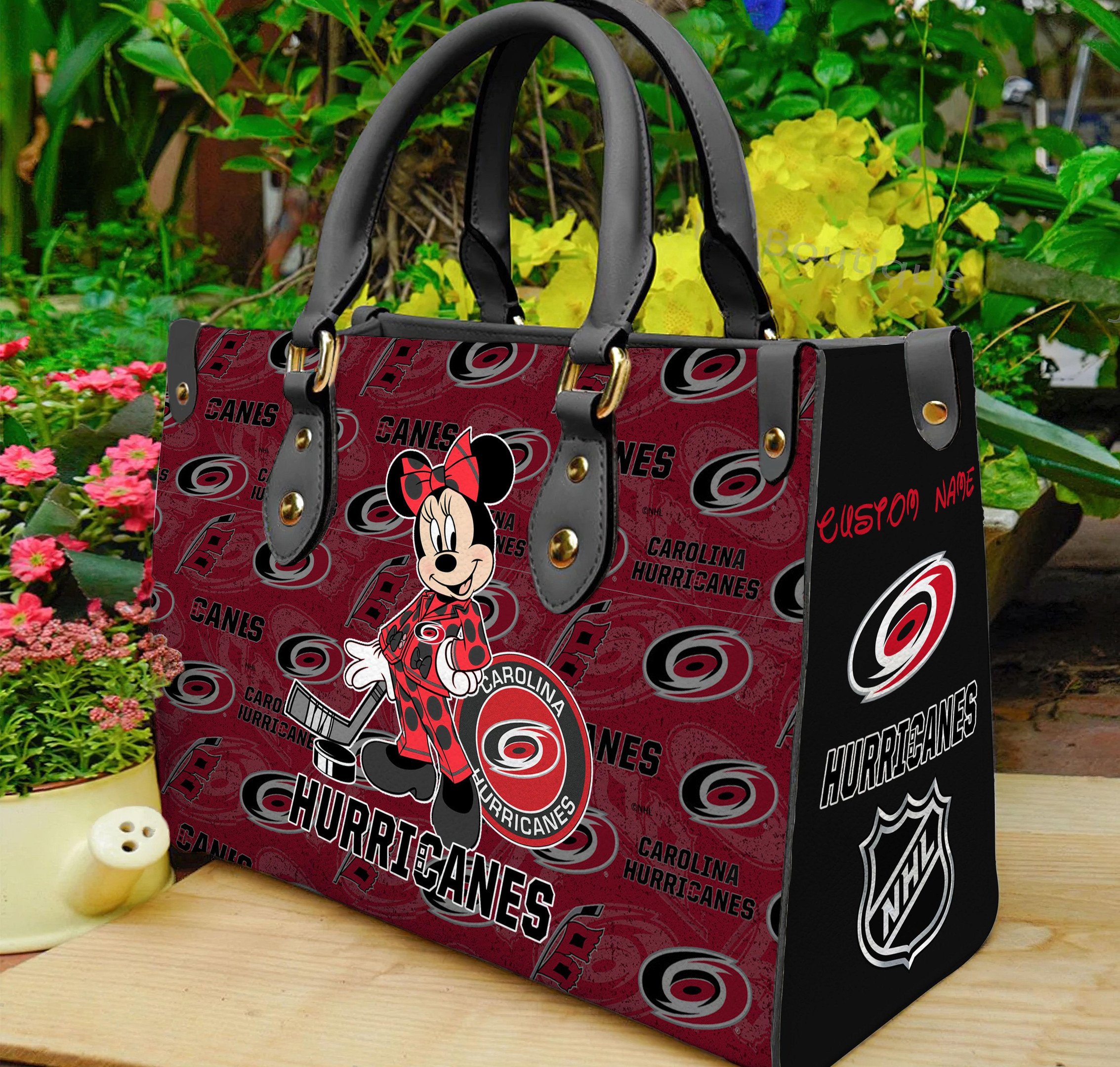 Carolina Hurricanes Minnie Women Leather Hand Bag - Image 2