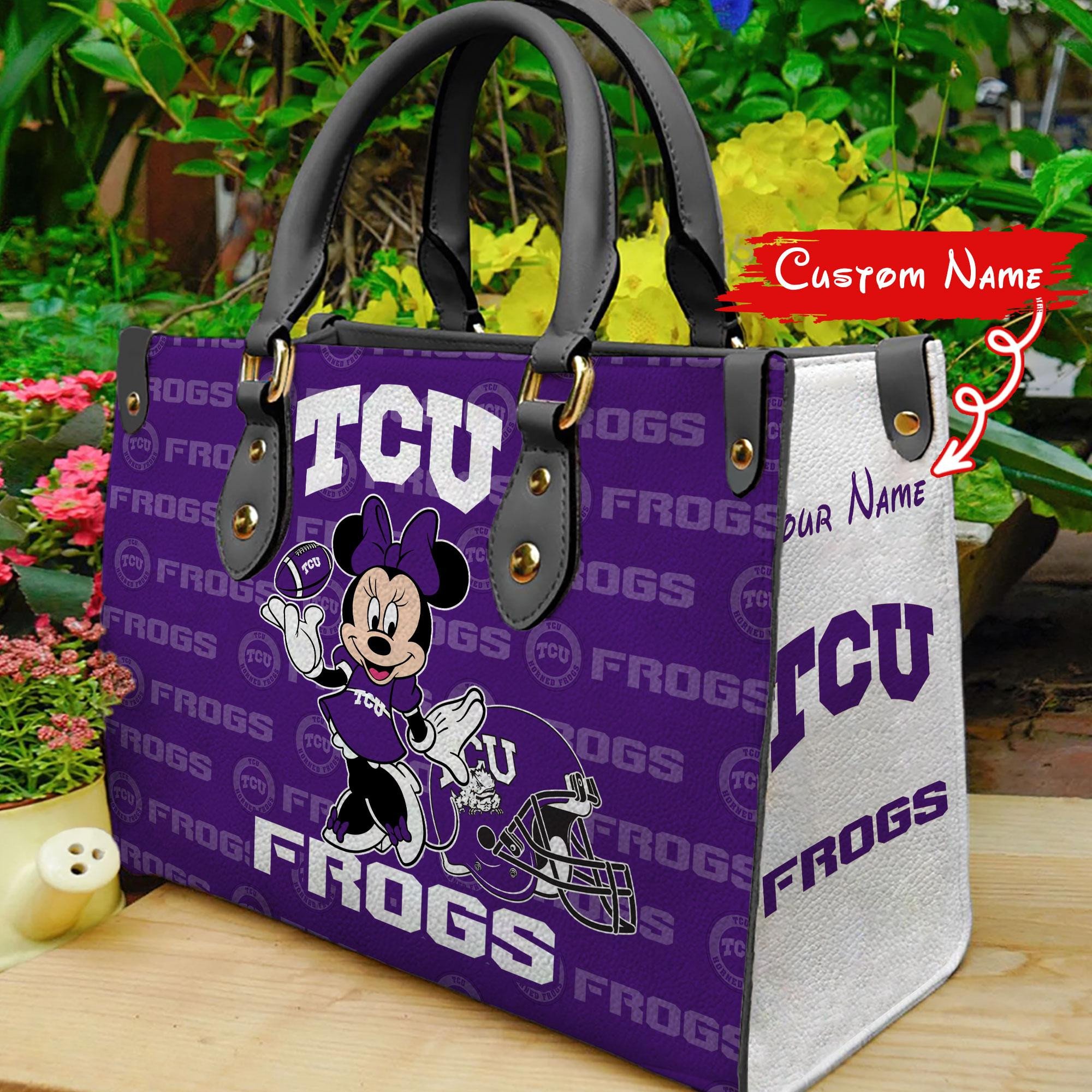 P TCU Horned Frogs Minnie Women Leather Hand Bag - Image 2