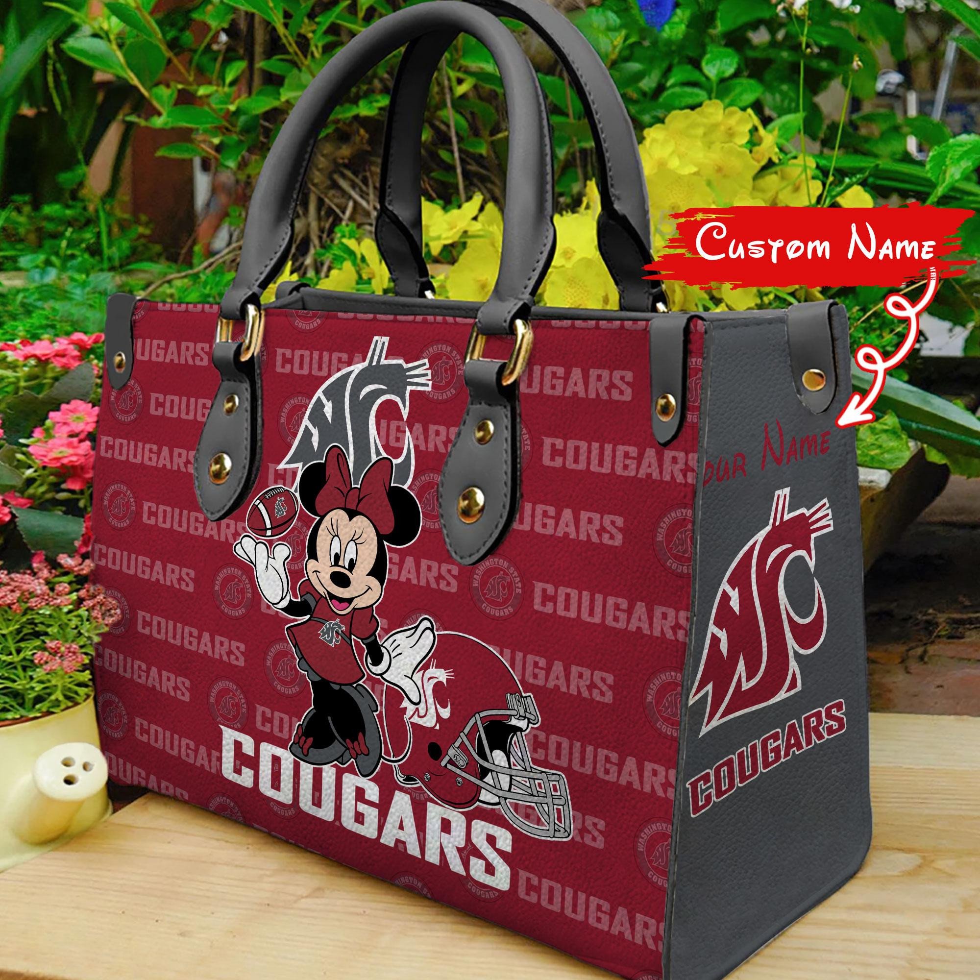 P Washington State Cougars Minnie Women Leather Hand Bag - Image 2