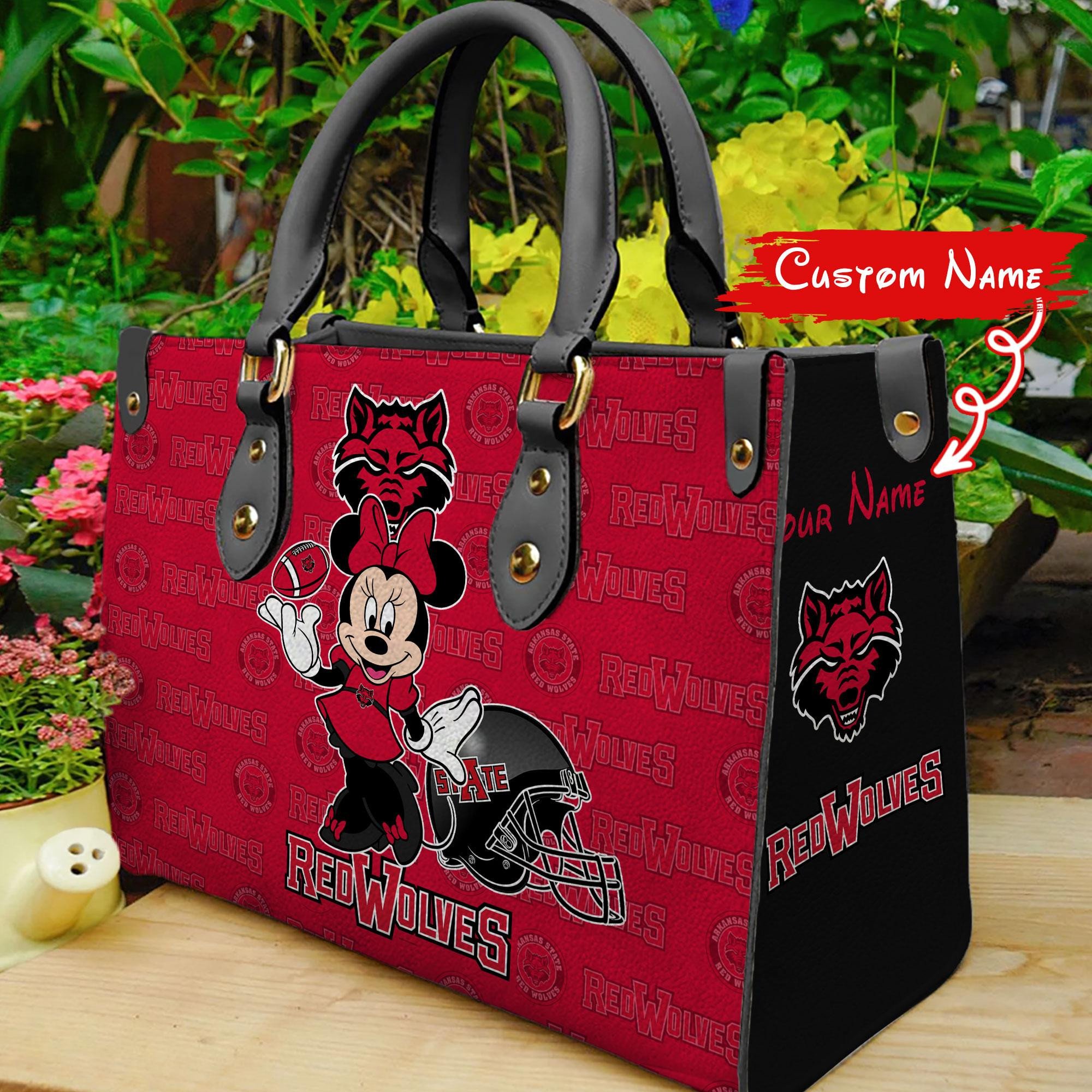 P Arkansas State Red Wolves Minnie Women Leather Hand Bag - Image 2