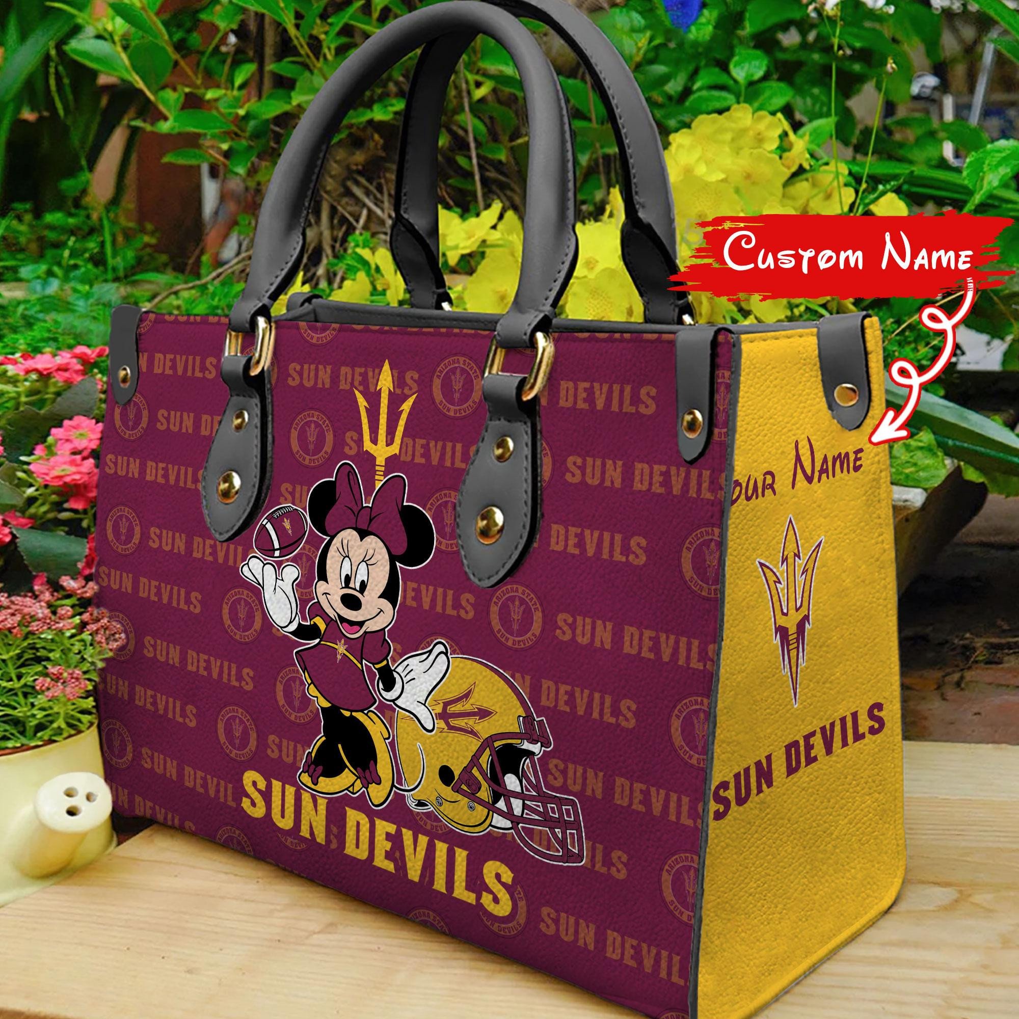 P Arizona State Sun Devils Minnie Women Leather Hand Bag - Image 2