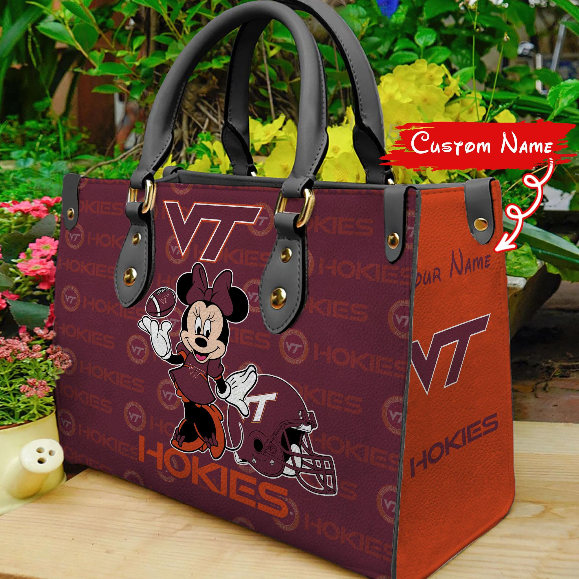 Virginia Tech Hokie Minnie Women Leather Hand Bag - Image 2
