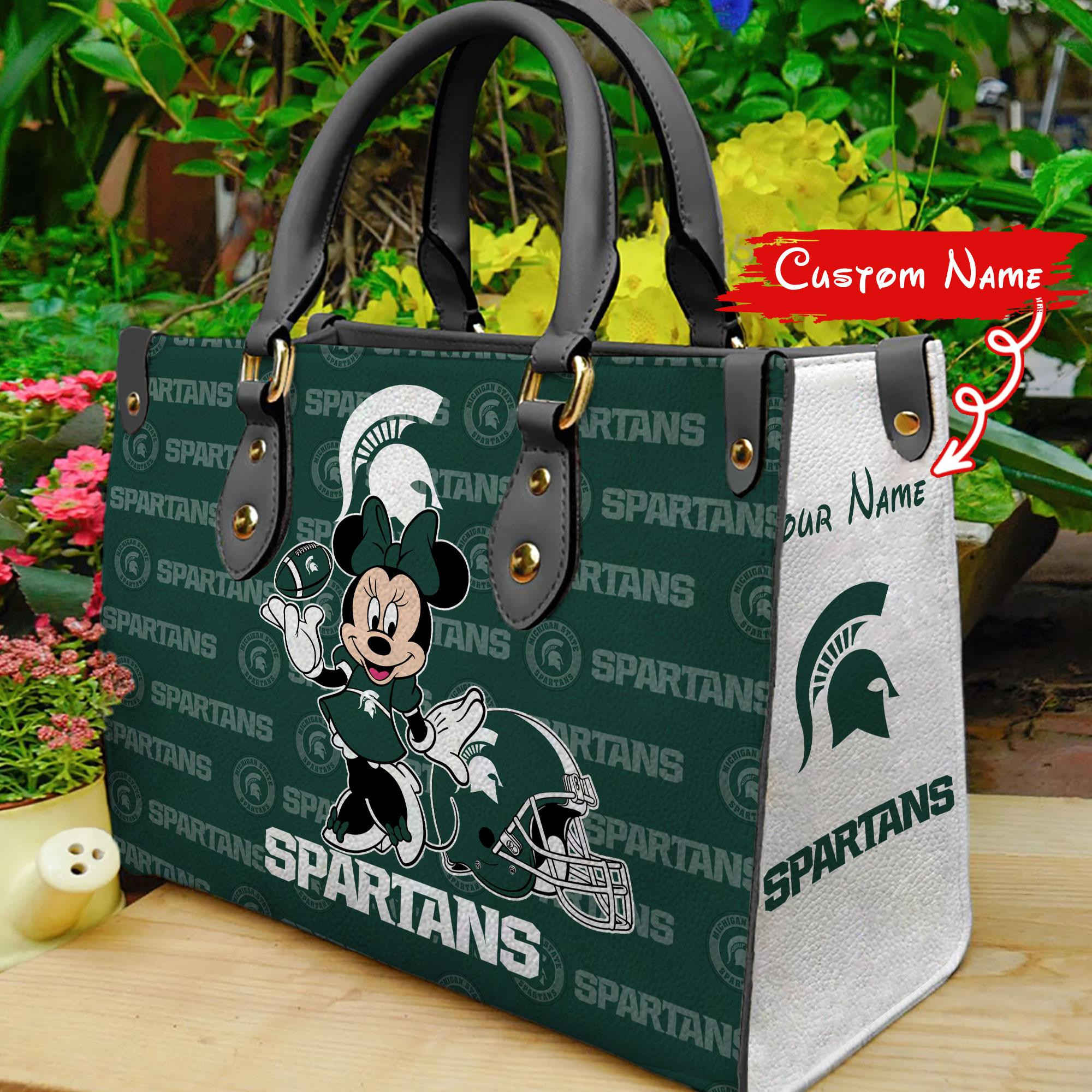 Michigan State Spartans Minnie Women Leather Hand Bag - Image 2