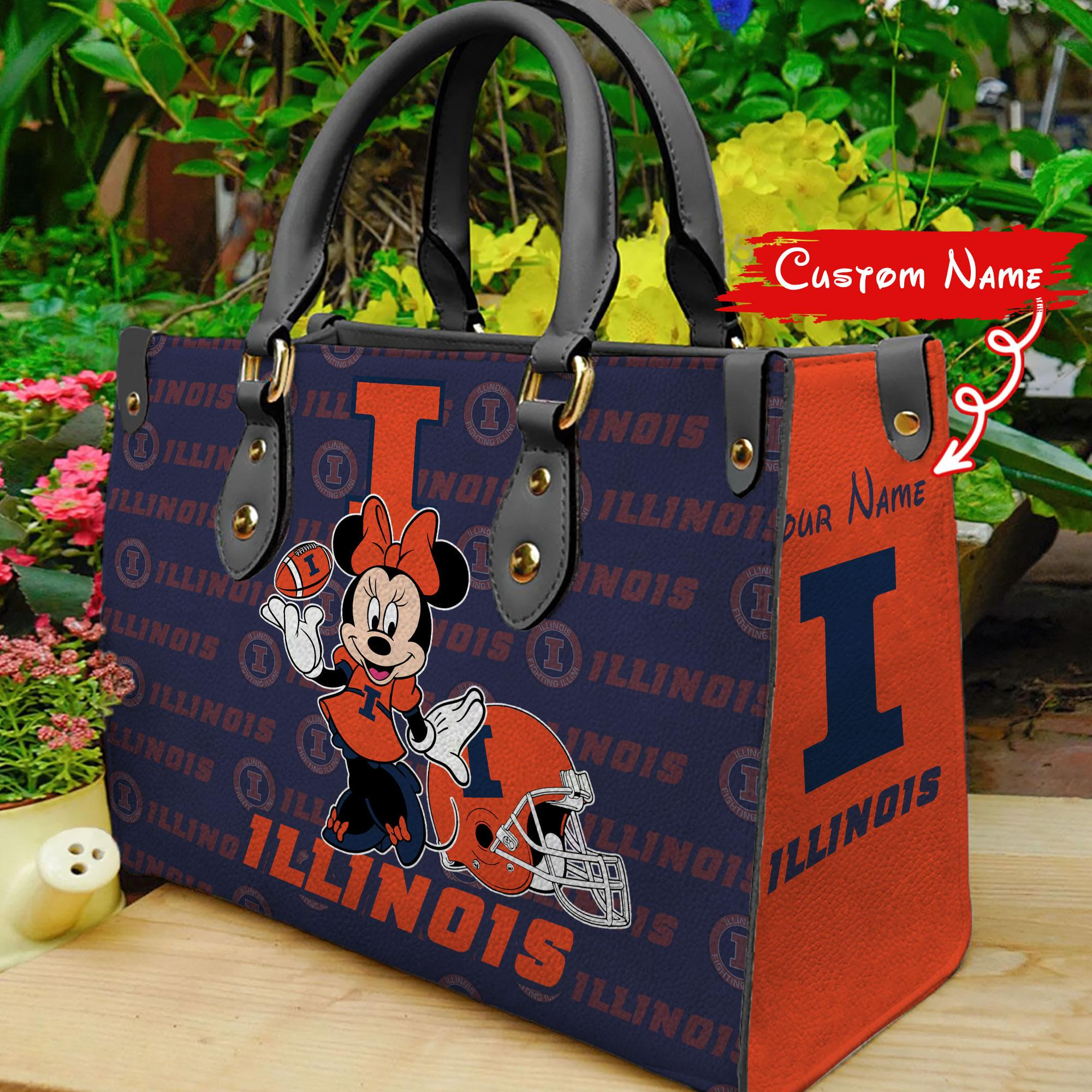 Illinois Fighting Illini Minnie Women Leather Hand Bag - Image 2
