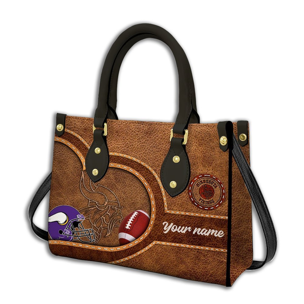 Minnesota Vikings Personalized Leather Hand Bag  - Image 2