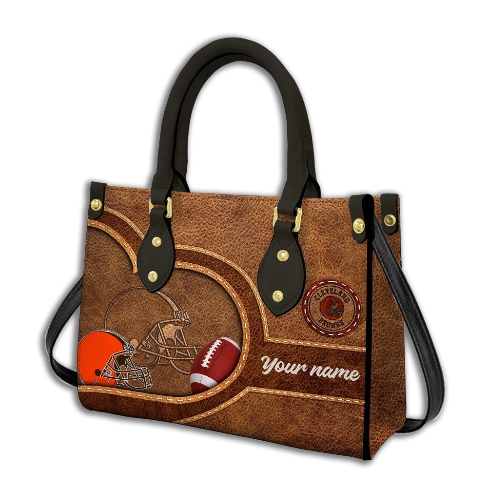 Cleveland Browns Personalized Leather Hand Bag  - Image 2