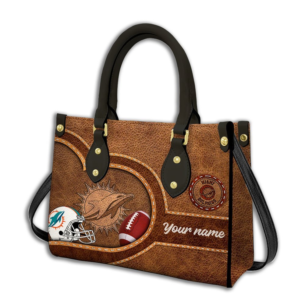 Miami Dolphins Personalized Leather Hand Bag  - Image 2