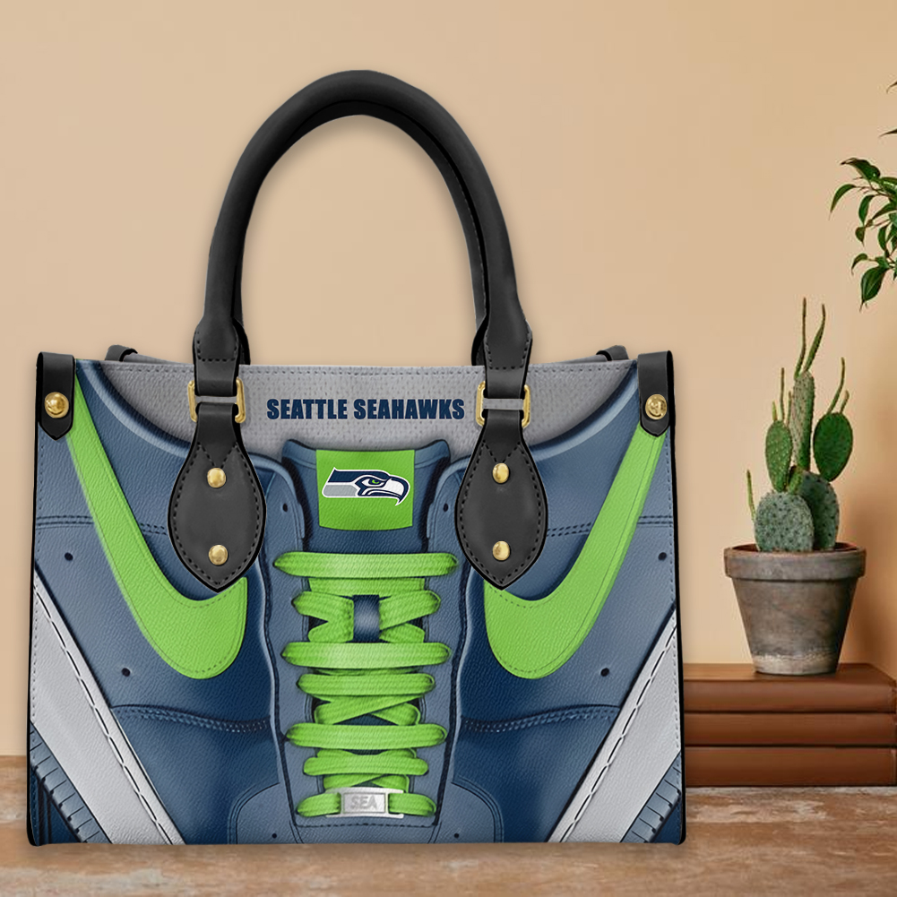 Seattle Seahawks Personalized Leather Hand Bag  - Image 2