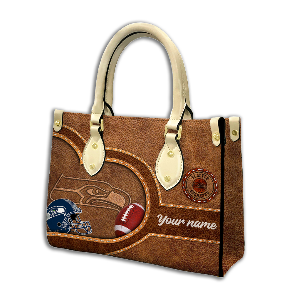Seattle Seahawks Personalized Leather Hand Bag  - Image 2