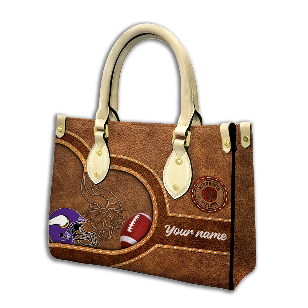 Minnesota Vikings Personalized Leather Hand Bag  - Image 2