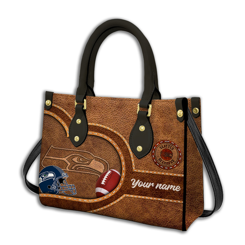 Seattle Seahawks Personalized Leather Hand Bag  - Image 2