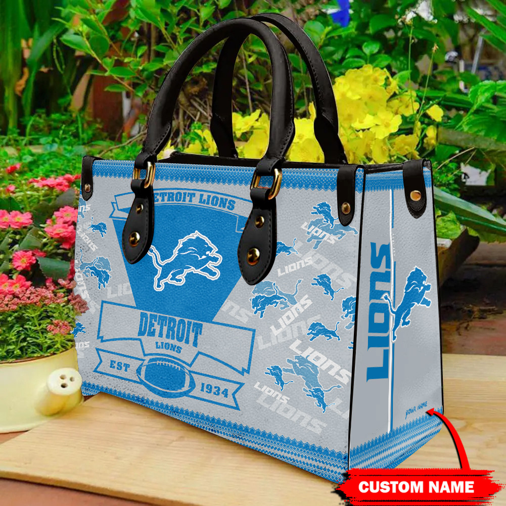 Detroit Lions Personalized Leather Hand Bag  - Image 2