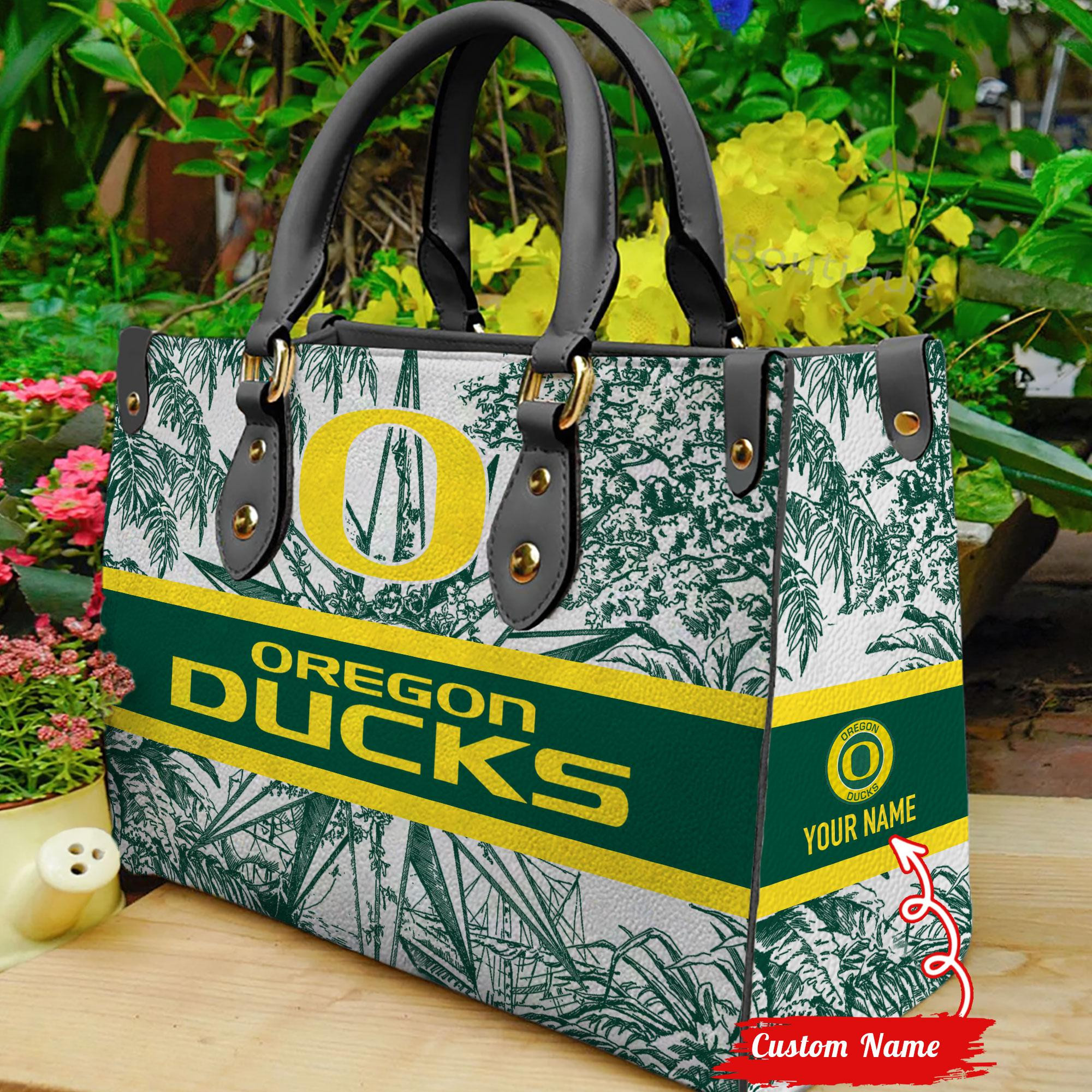 Oregon Ducks Women Leather Hand Bag - Image 2