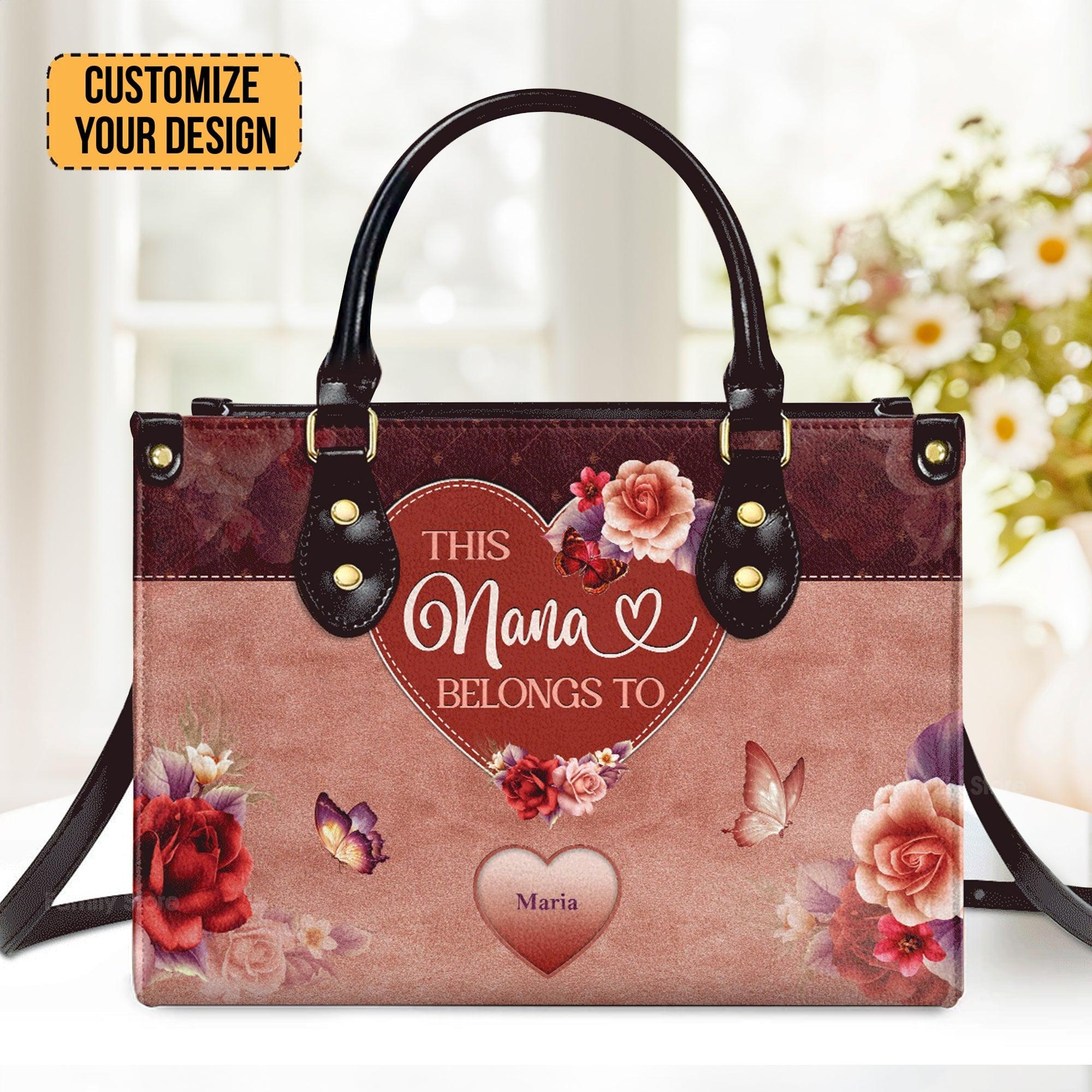 This MomGrandmaNana Belongs To With Scripture Gifts For Women In Family Personalized Leather Handbag With Handle  - Image 2